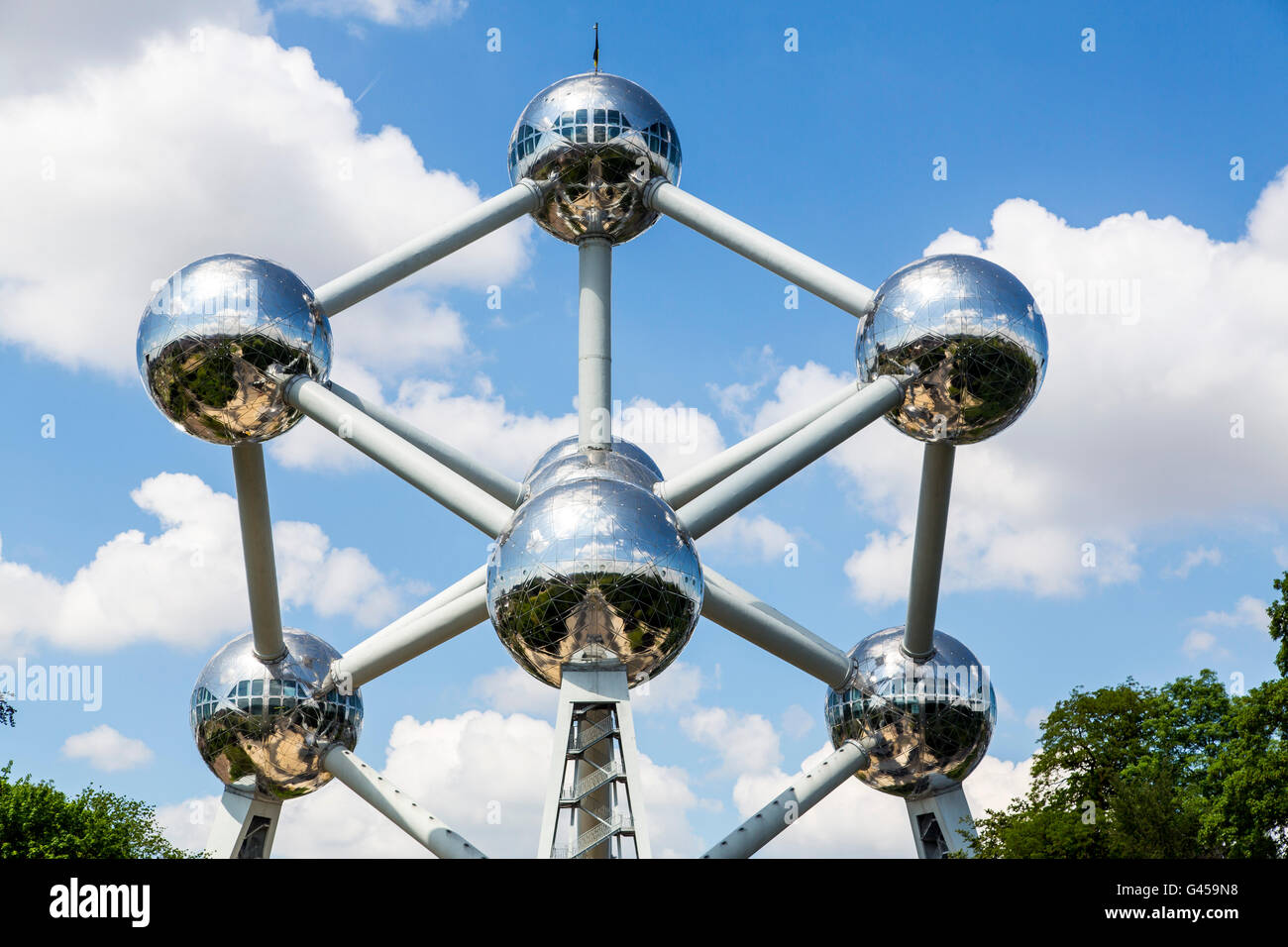 The Atomium in Brussels, Belgium, at the exhibition grounds, Stock Photo