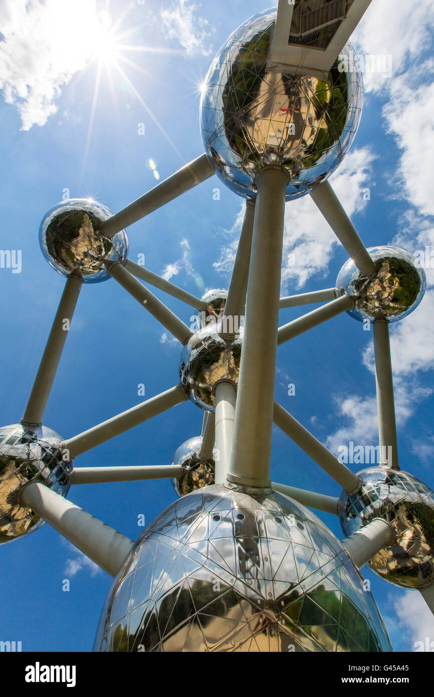 The Atomium in Brussels, Belgium, at the exhibition grounds, Stock Photo