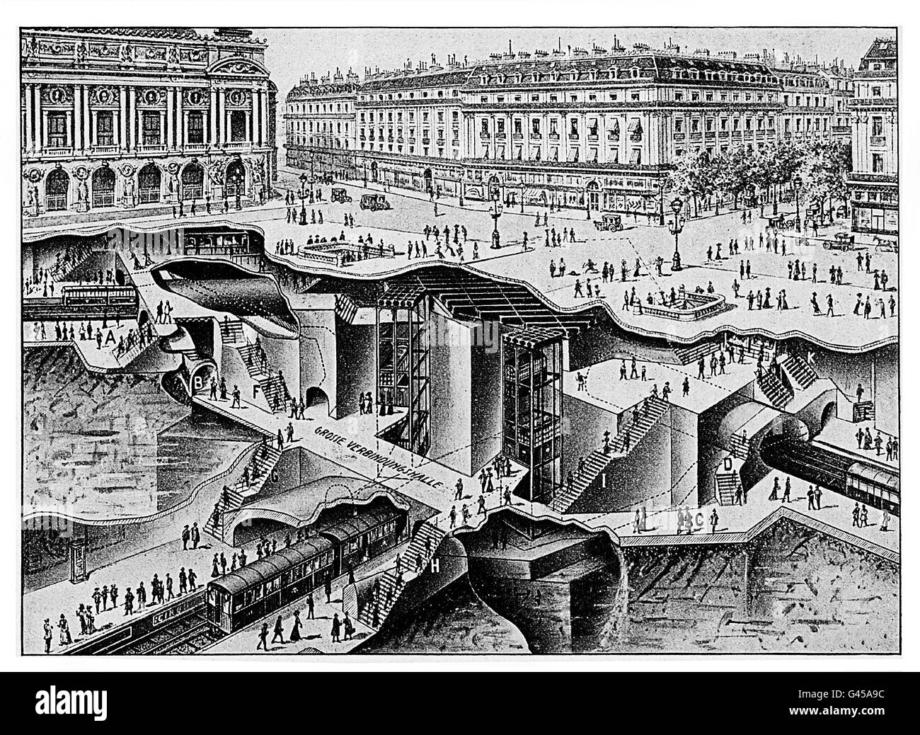 Impressive map of the Paris metro under Palais Garnier, the Opera house.  The metro was opened to the public in 1900 Stock Photo - Alamy