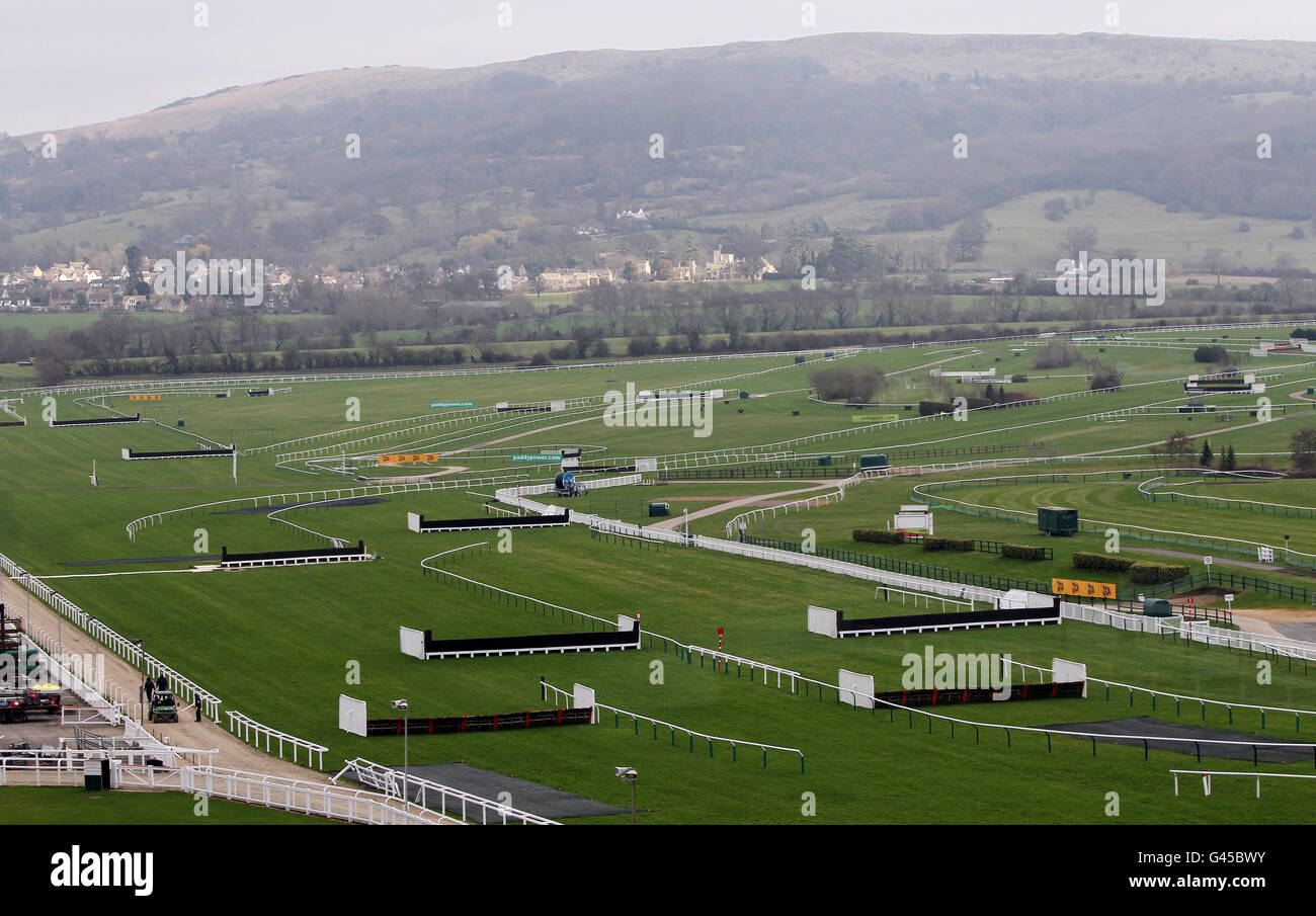 A general view of Cheltenham Racecourse during the Cheltenham Festival Countdown at Cheltenham Racecourse in Gloucestershire. Stock Photo