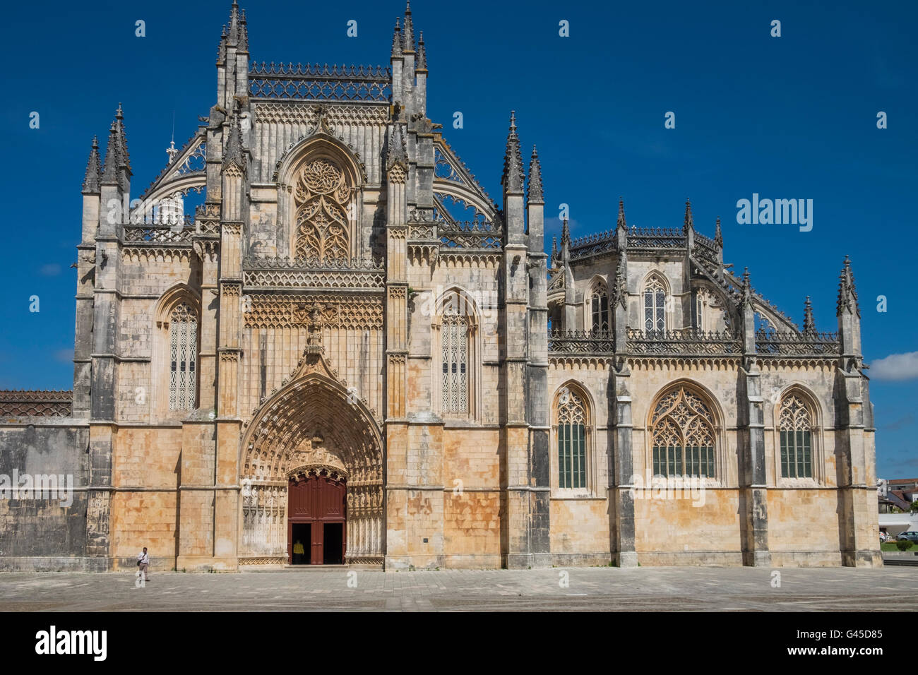 Gothic exterior of Batalha Monastery (Mosteiro da Batalha), a UNESCO World Heritage Site, Batalha, Portugal Stock Photo