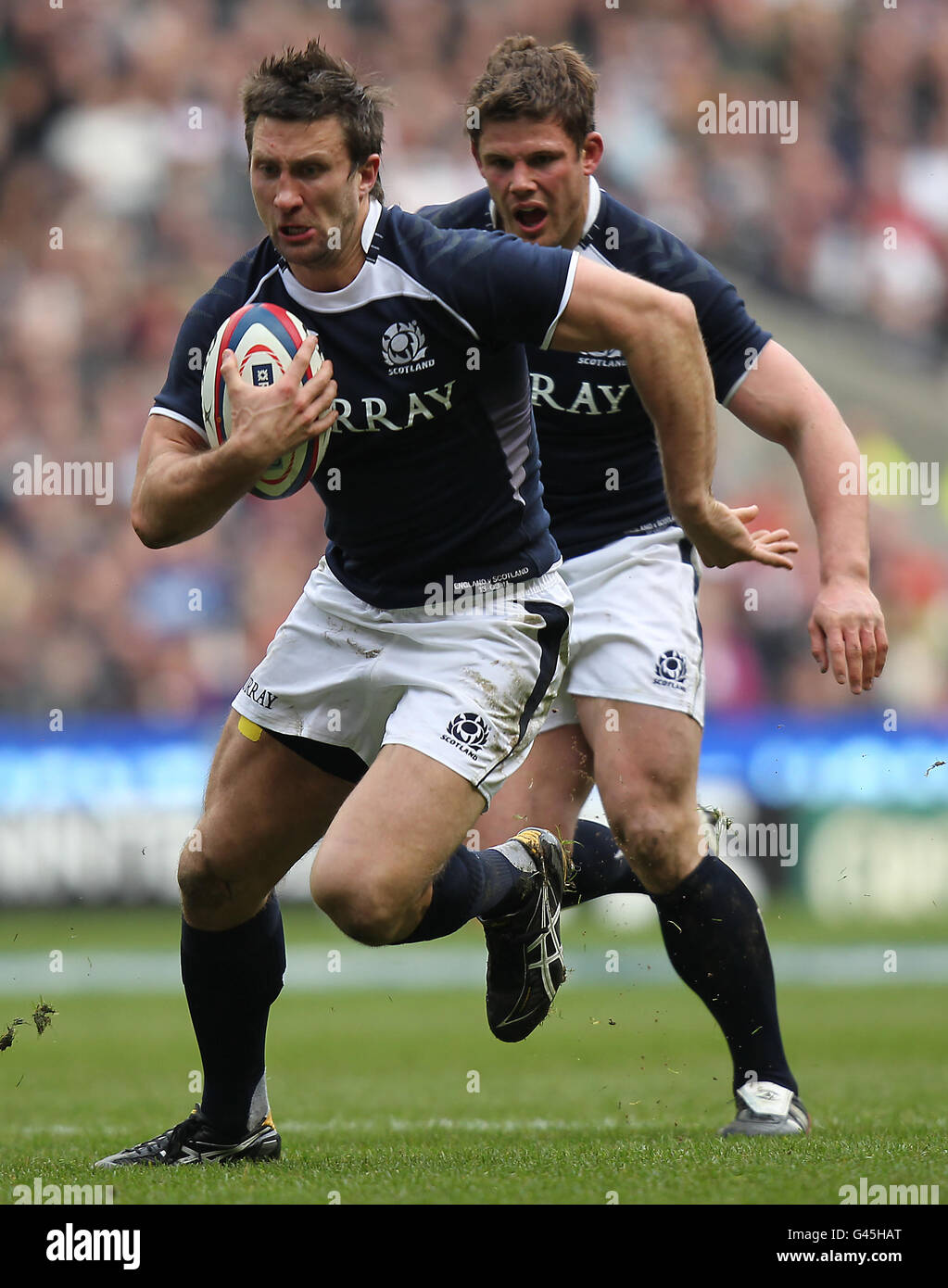 Rugby Union - RBS 6 Nations Championship 2011 - England v Scotland - Twickenham. Scotland's Simon Danielli in action Stock Photo