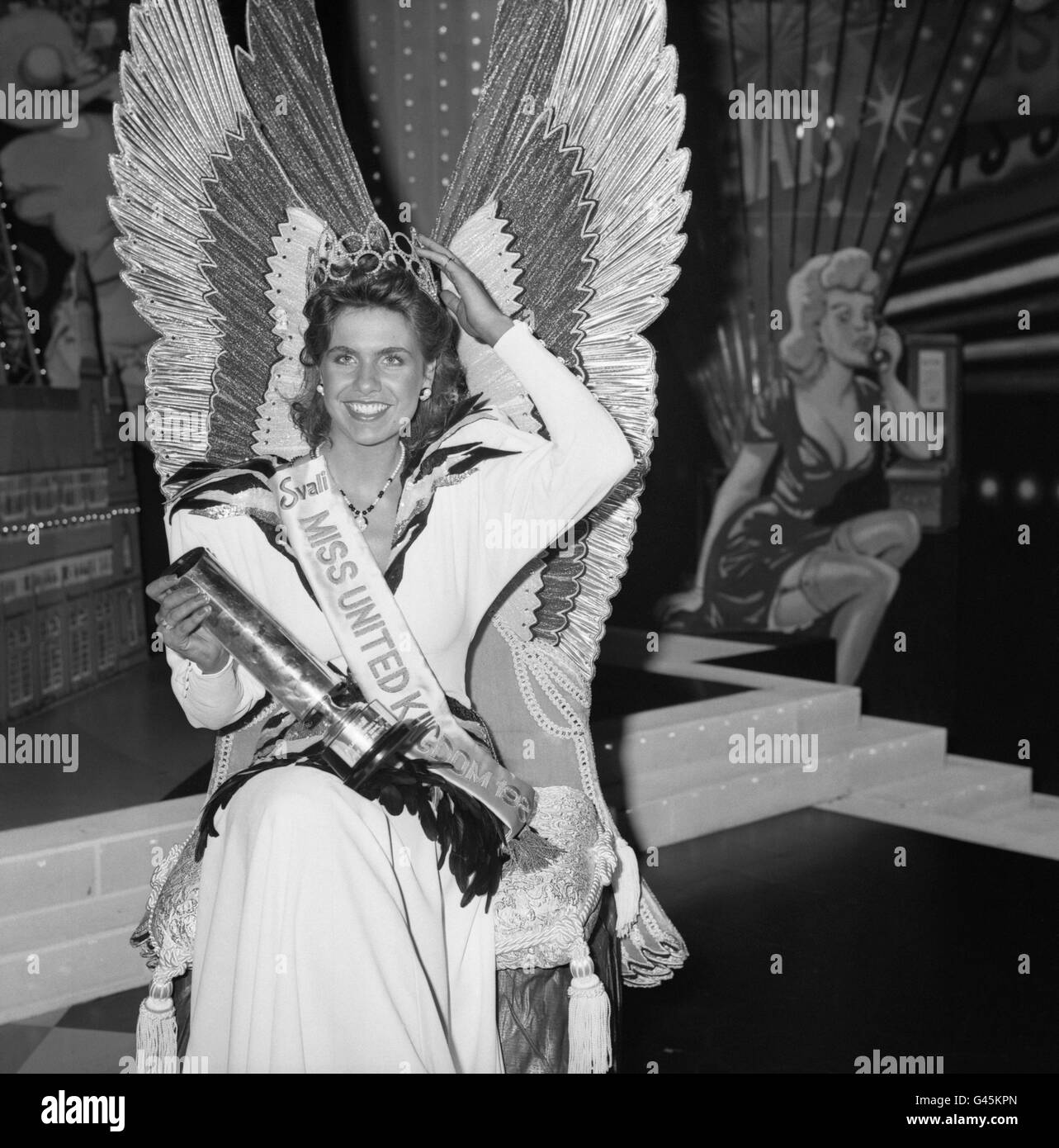 Alison Slack from Worksop who was crowned Miss United Kingdom 1986 at the Wembley Conference Centre, London. Stock Photo