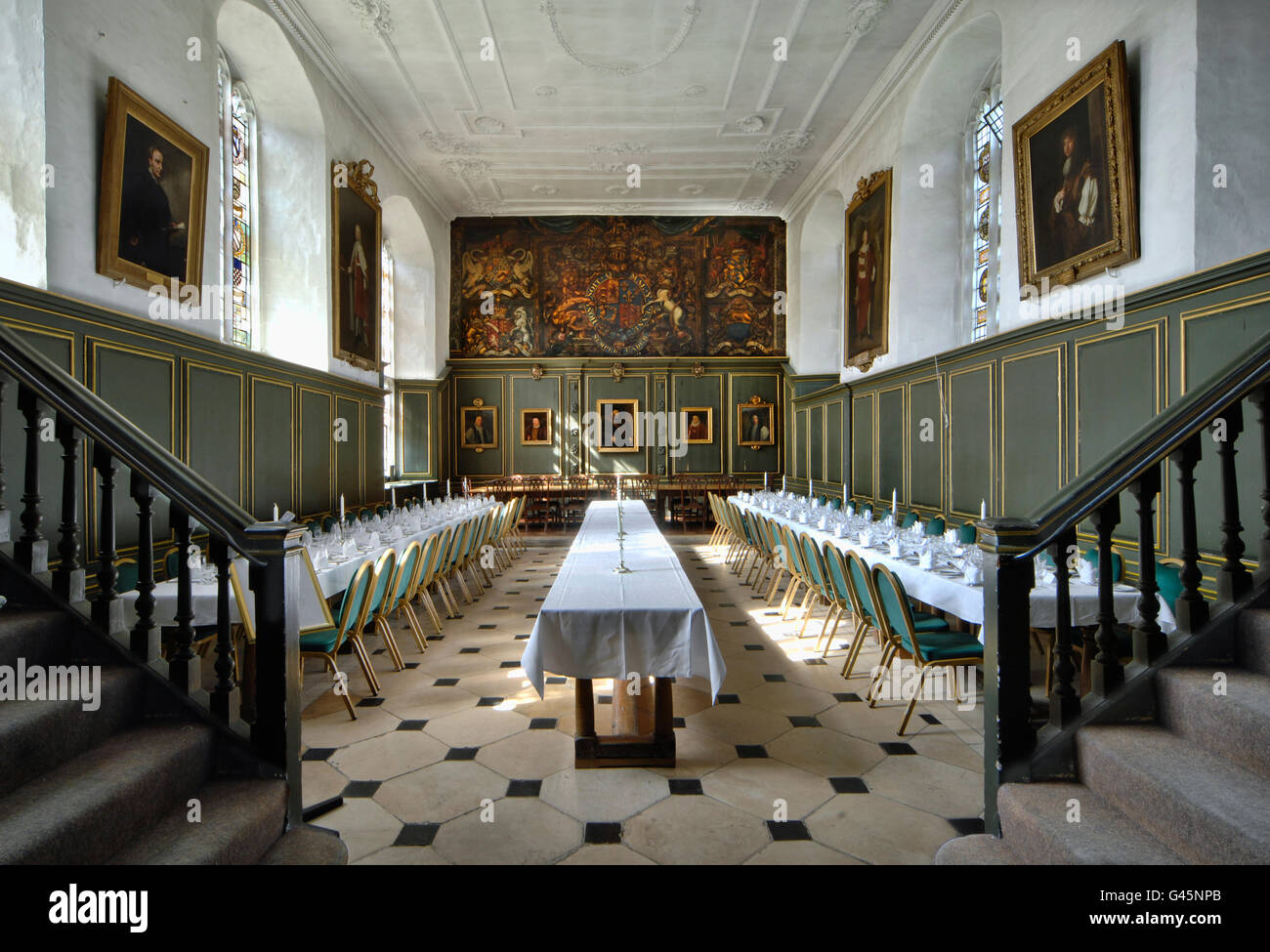 The Dining Hall at Jesus College, Cambridge. View towards painting of ...