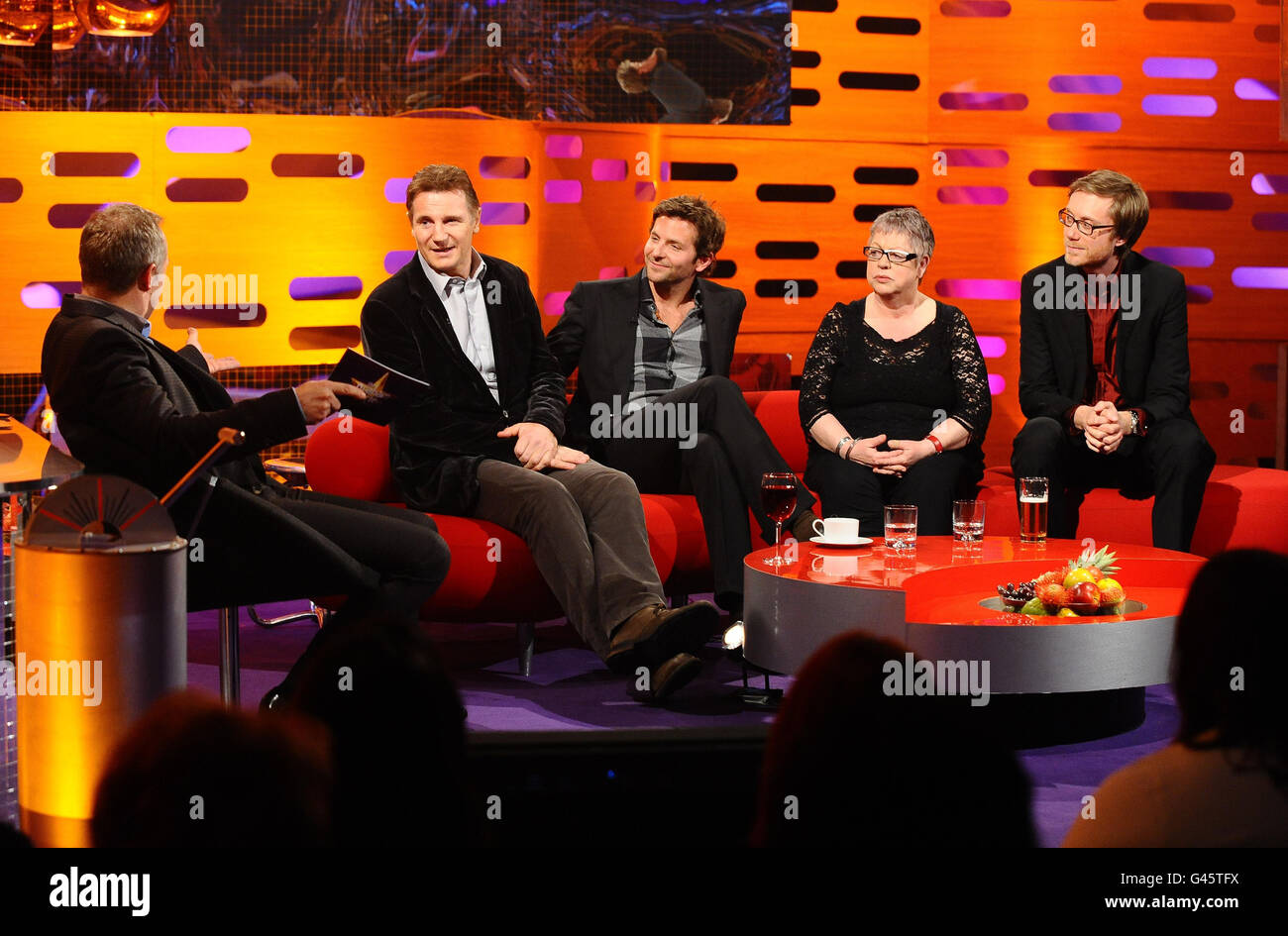 Host graham norton left talks guests left right liam neeson hi-res