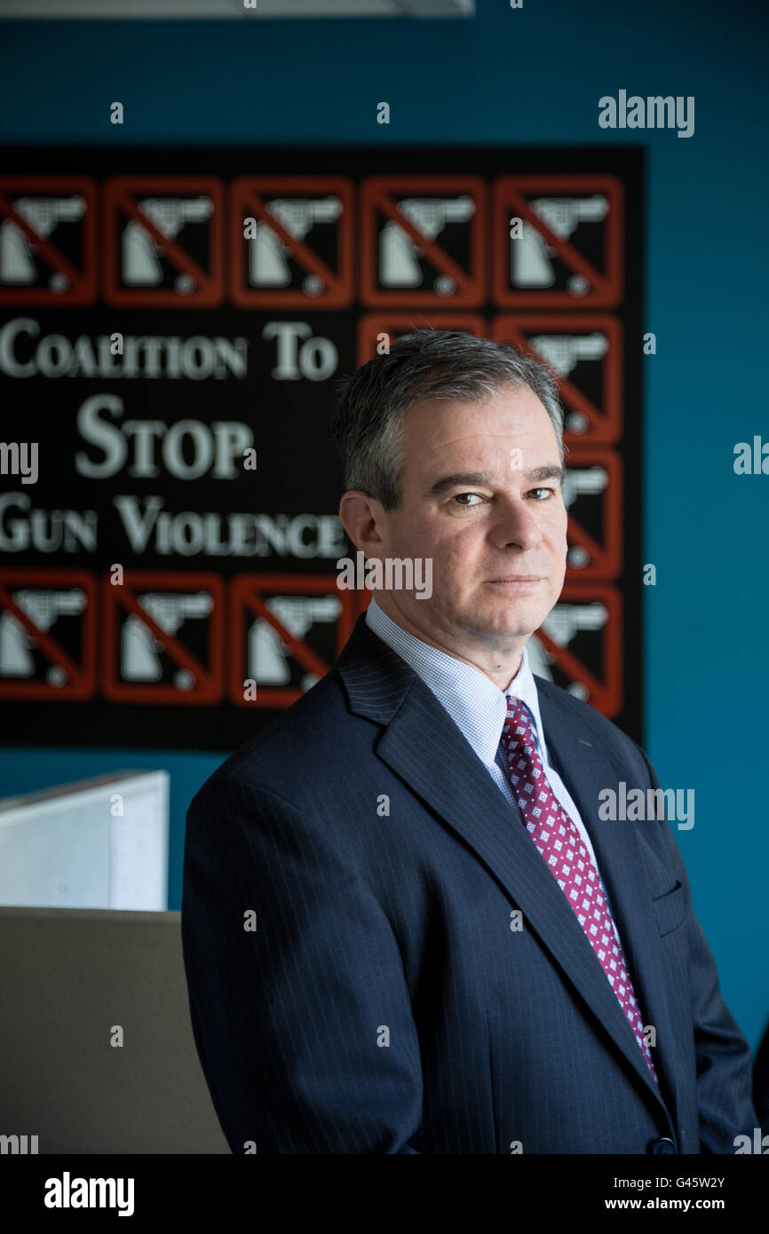 Josh Horowitz the Executive Director of Coalition to Stop Gun Violence in his office in Washington DC on November 6, 2015. Stock Photo