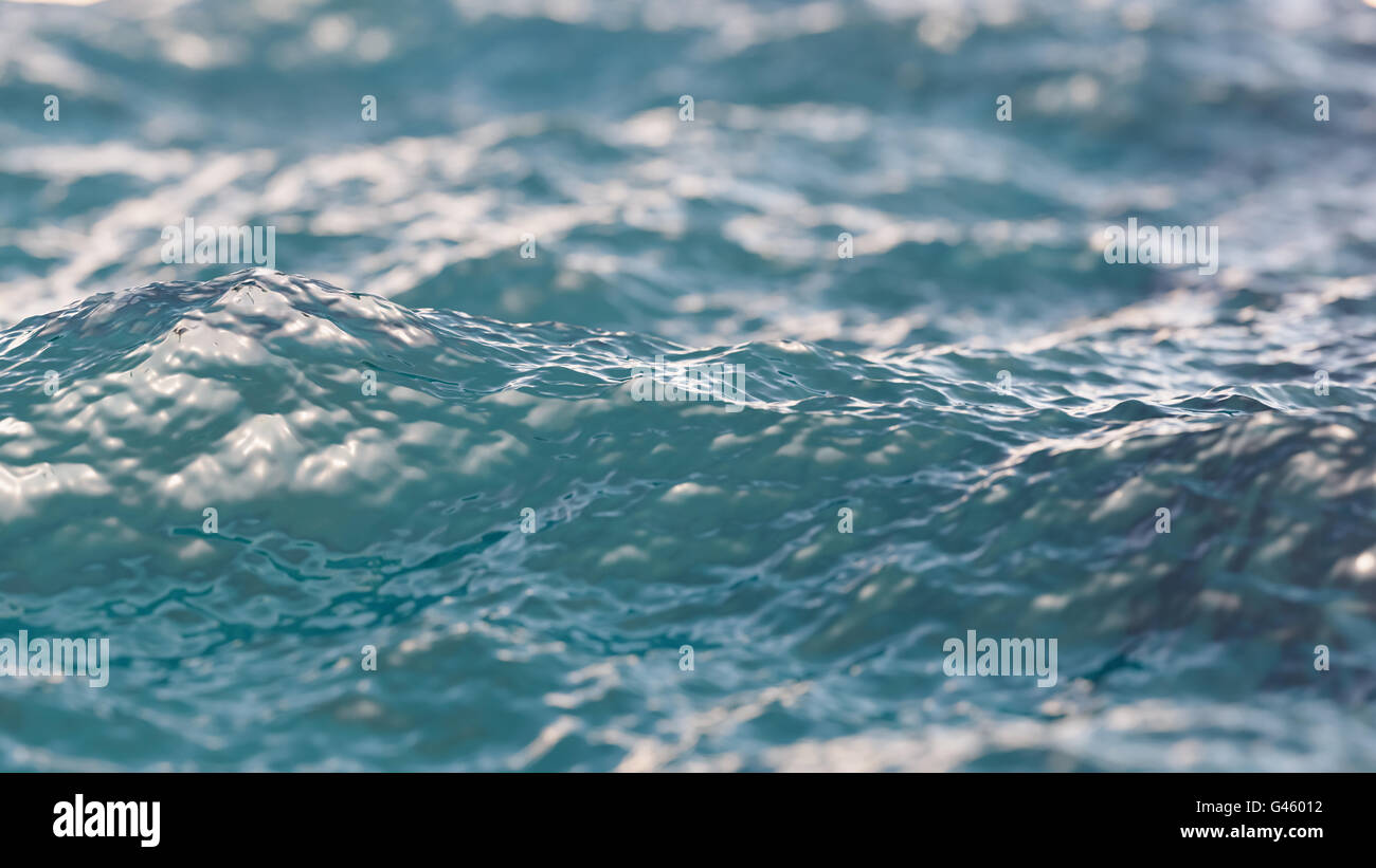 Blue water surface close-up with shallow depth of field background 3d ...