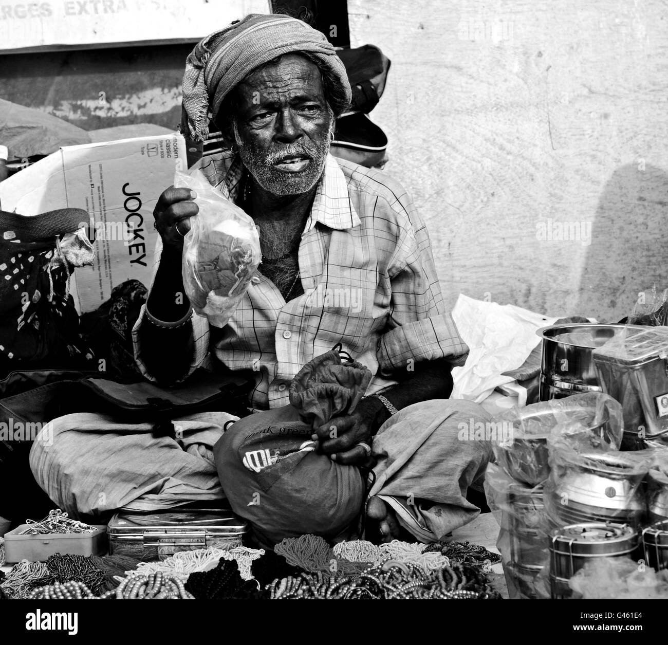 Street seller, city centre, Chennai, India. Stock Photo