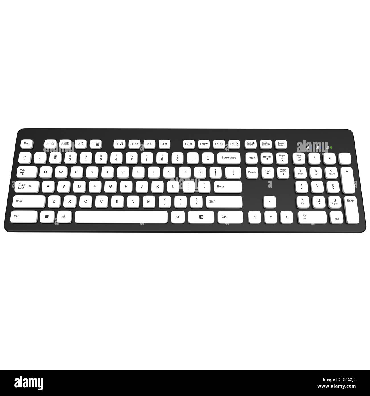 Keyboard, white buttons. 3D graphic Stock Photo