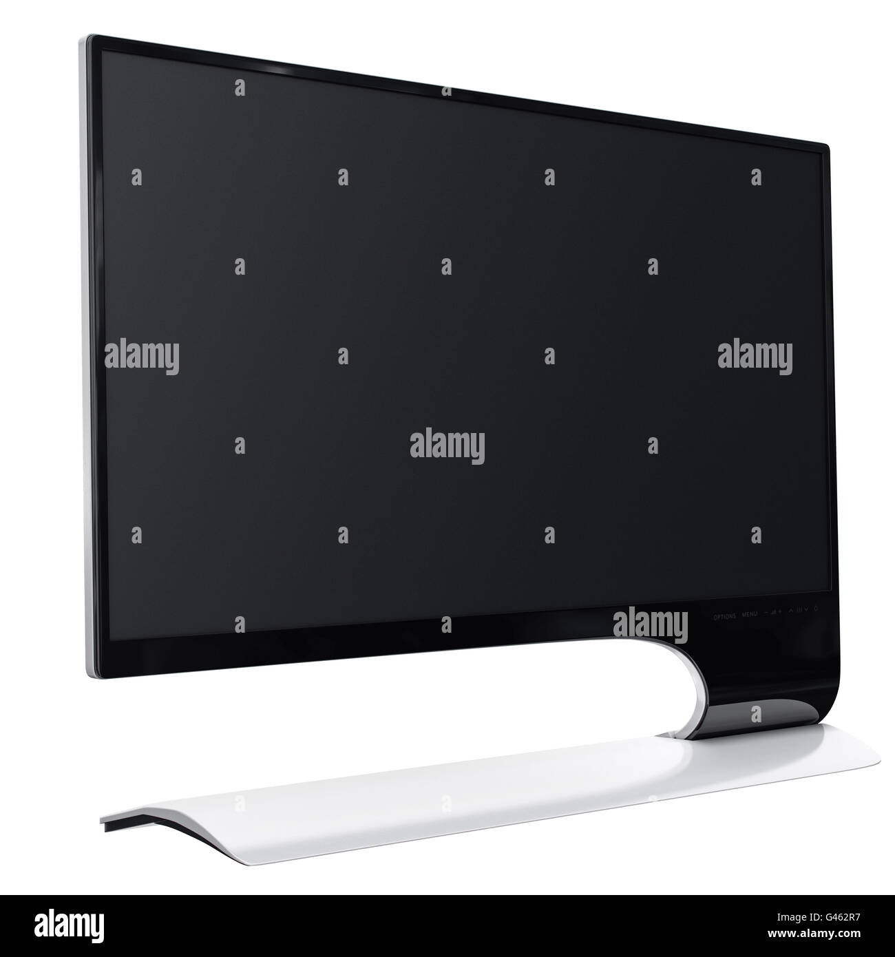 Huge widescreen computer monitor in futuristic design. 3d graphic Stock