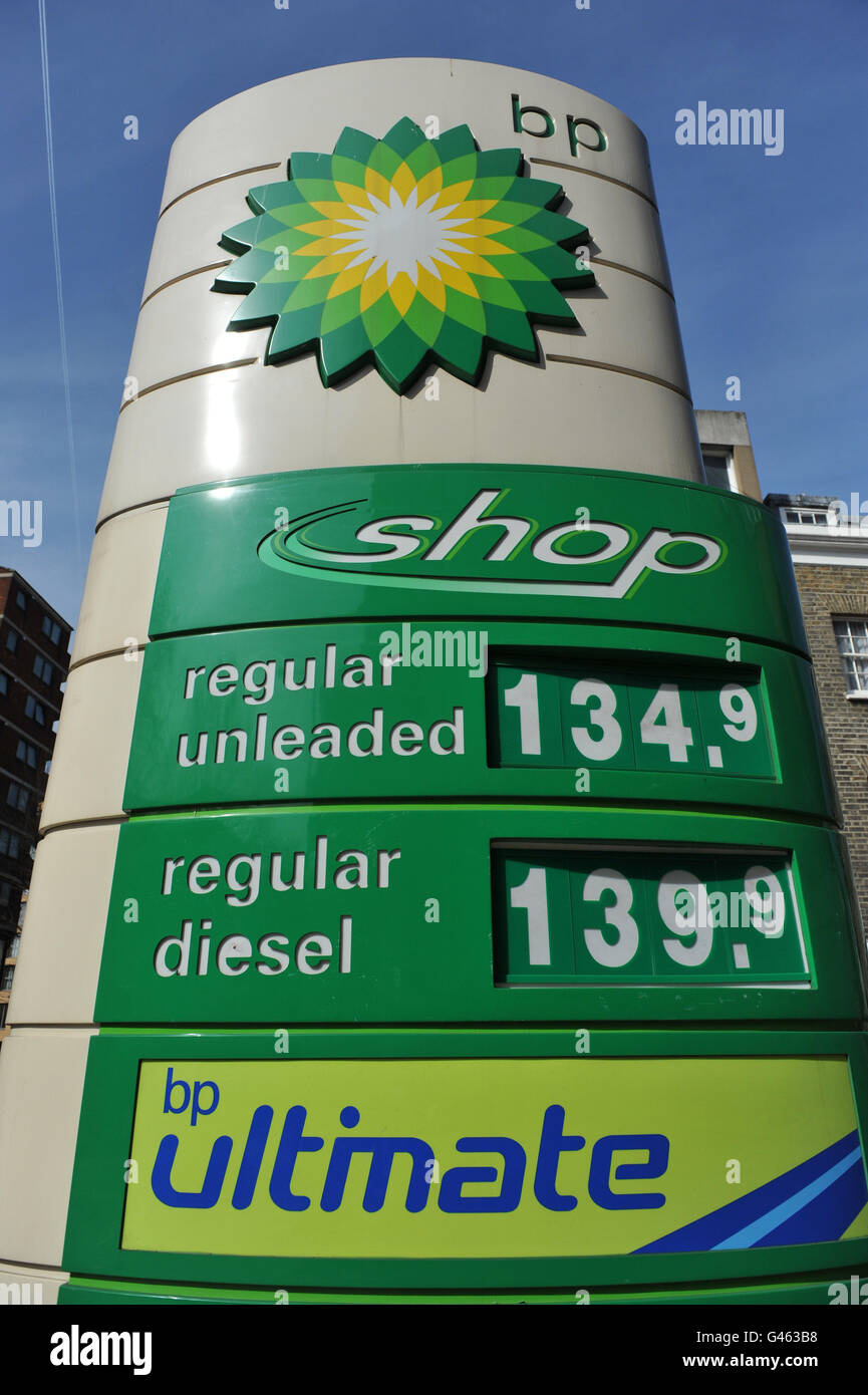 A BP petrol station on Vauxhall Bridge Road, London the following day