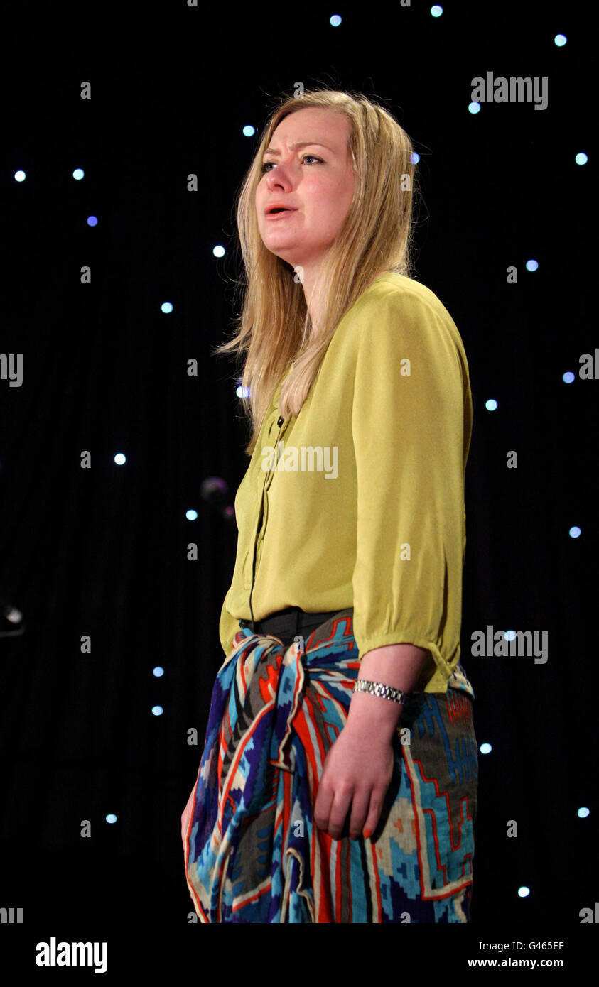 Nicola Blackwood performs at the annual Parliamentary Palace of Varieties event, in aid of MacMillan Cancer Support, at the Park Lane Hotel, in central London. Stock Photo