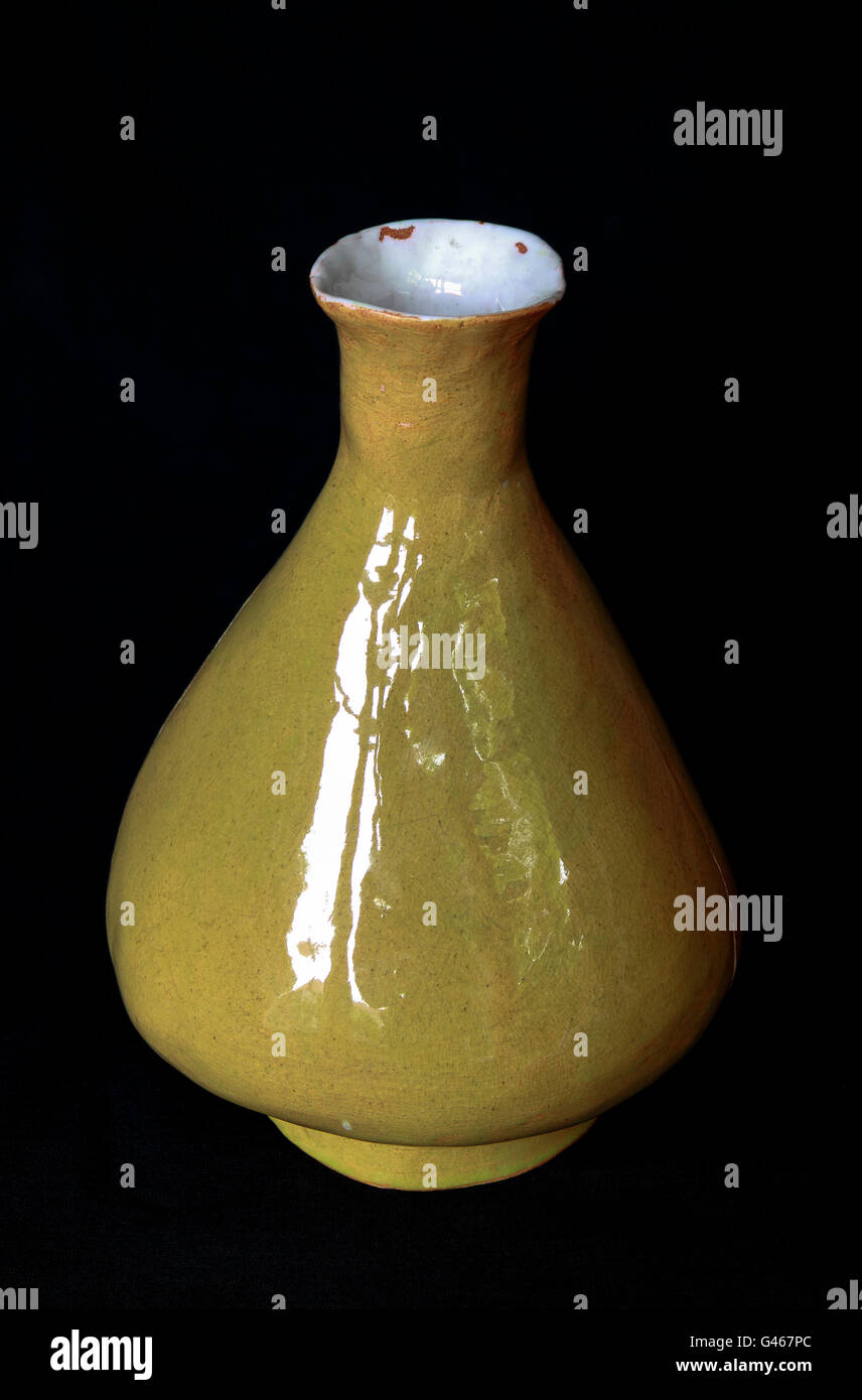 Ceramic pot pottery yellow glazed pot Stock Photo Alamy