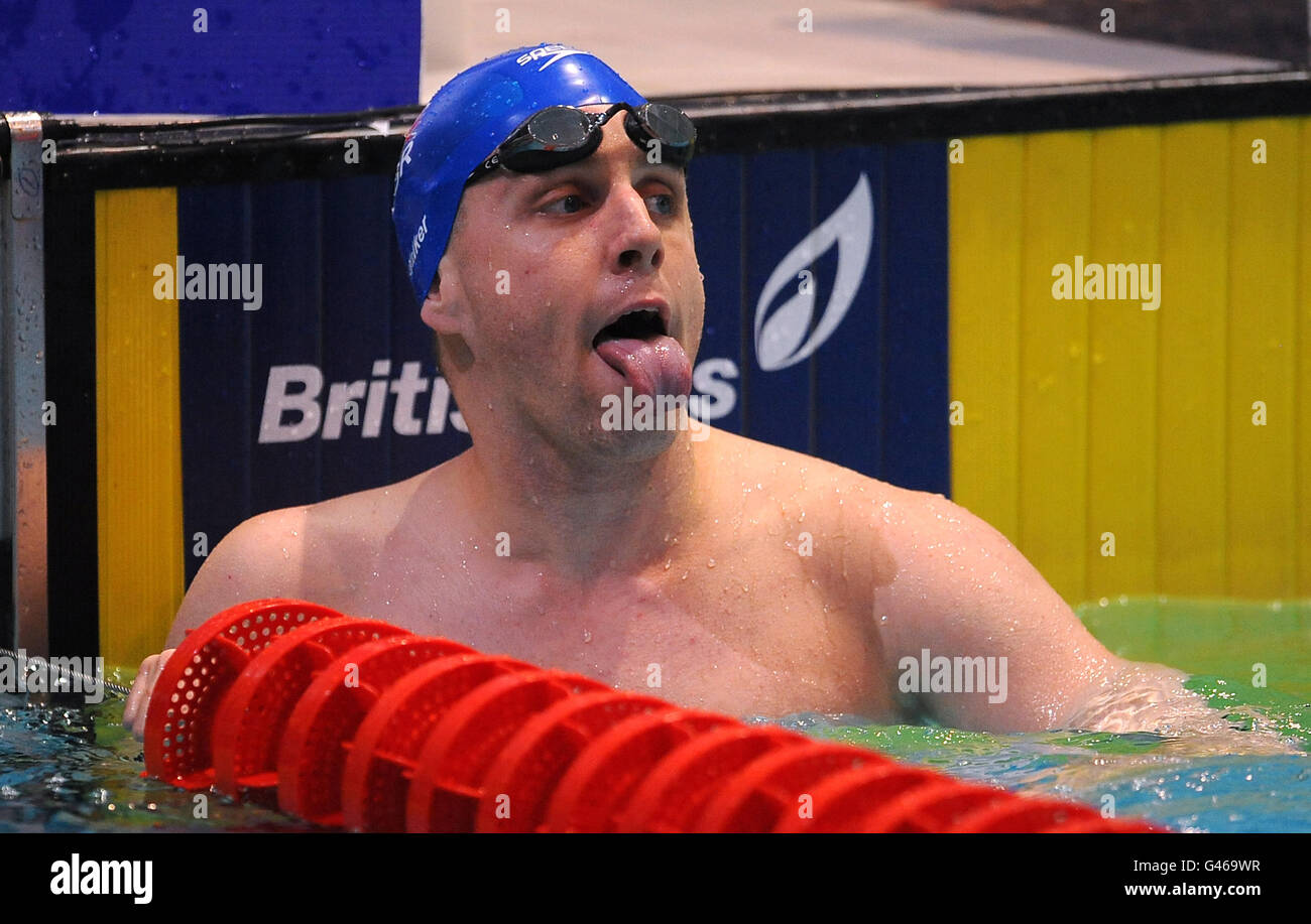 Marple's Matthew Walker reacts after winning the Men's MC 50m Freestyle final Stock Photo