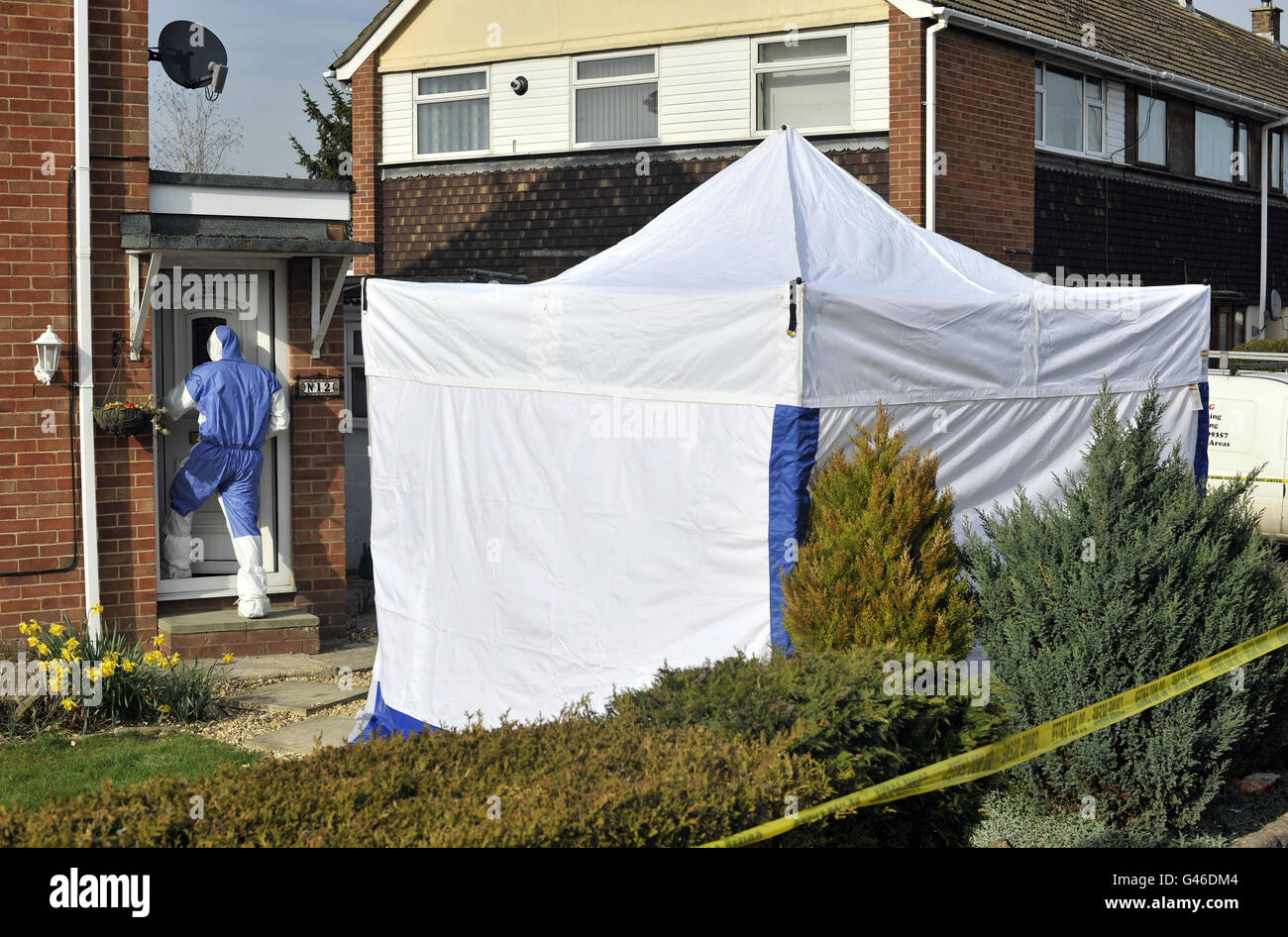 A police forensic tent outside an address in Ashbury Avenue in Swindon