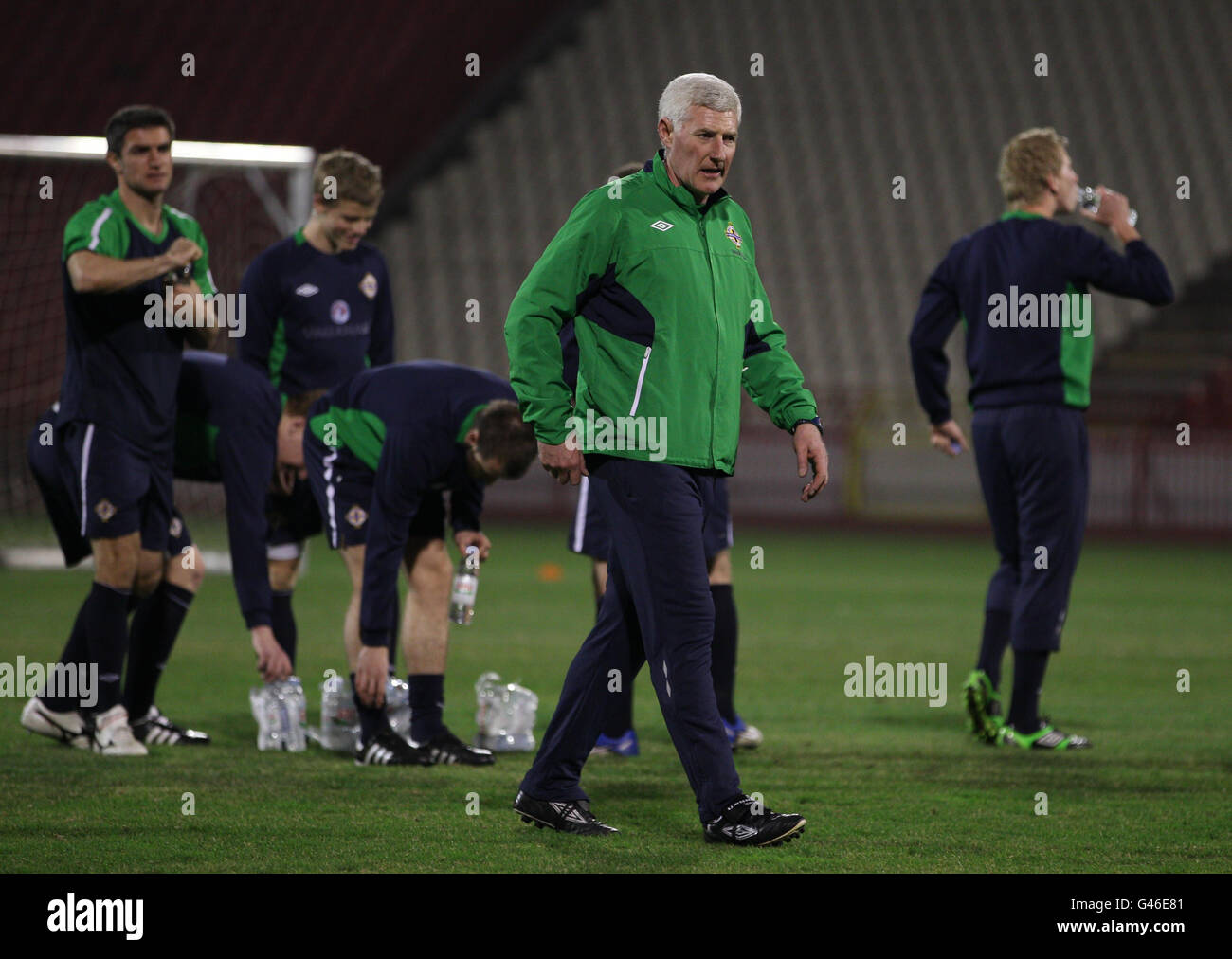 Northern Ireland manager Nigel Worthington during a training session ahead of their UEFA Euro 2012 Qualifying match against Serbia at the Red Star Stadium, Belgrade, Serbia. Stock Photo