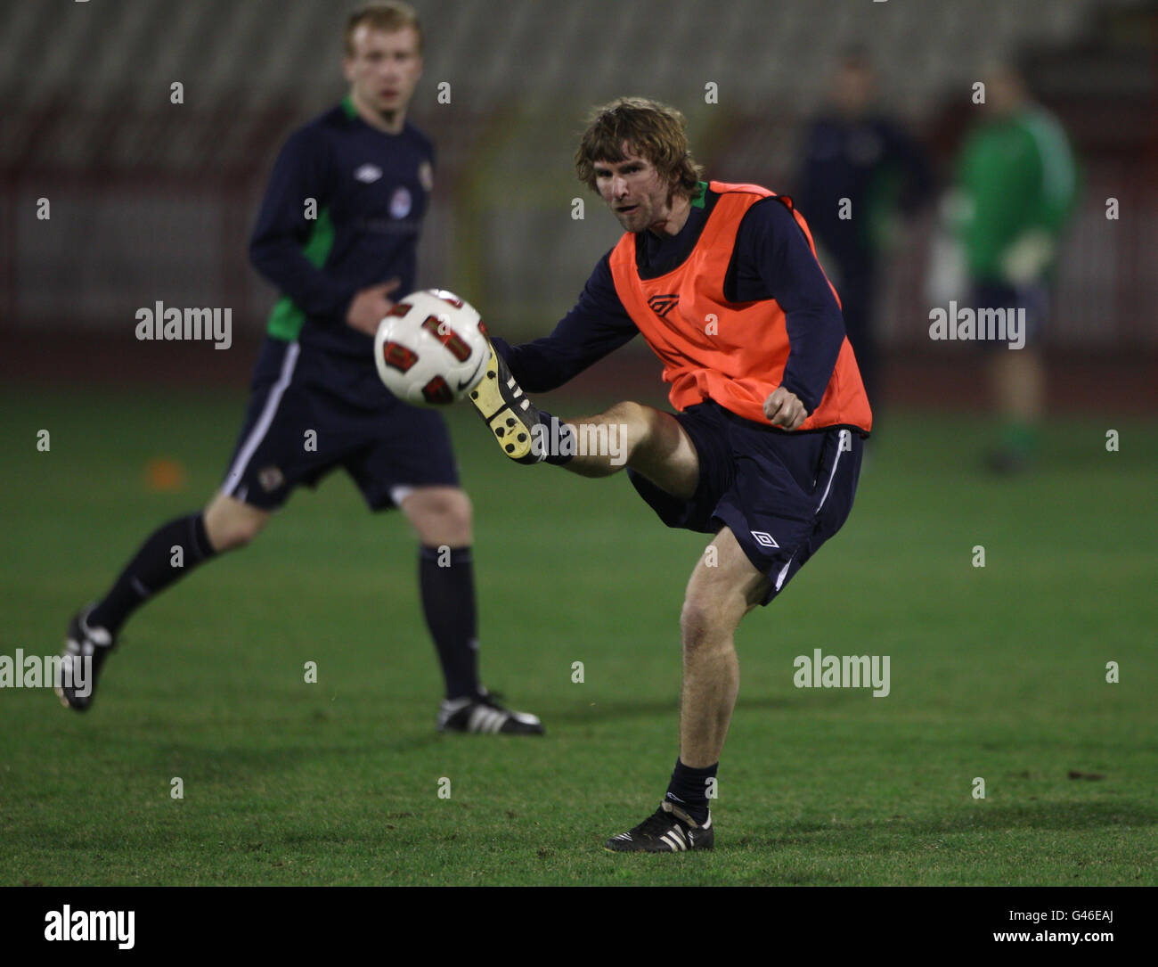 Northern Ireland's Paddy McCourt during a training session ahead of their UEFA Euro 2012 Qualifying match against Serbia at the Red Star Stadium, Belgrade, Serbia. Stock Photo
