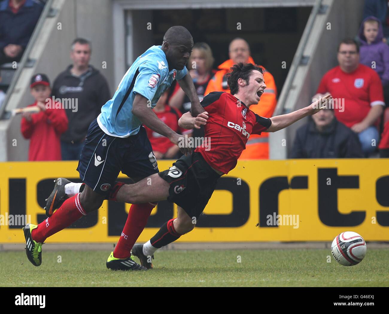 Afc Bournemouths Jason Pearce Left Left And Charlton Athletics Frank Noubleright Stock 9806