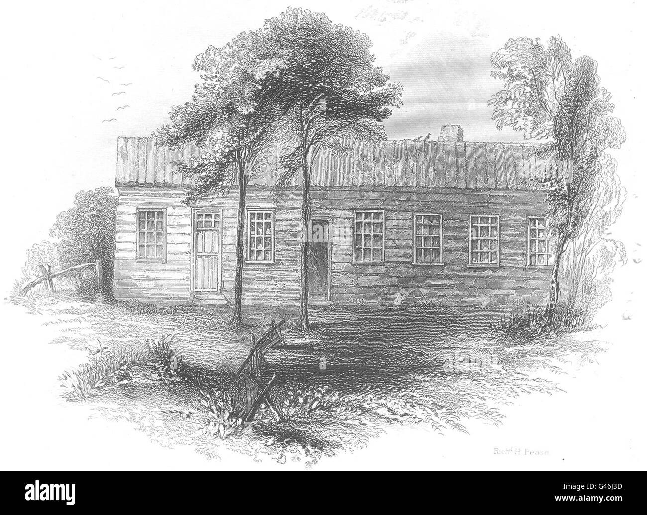 NEW JERSEY: Baron Steubens Residence, River Edge; 1802, antique print 1850 Stock Photo