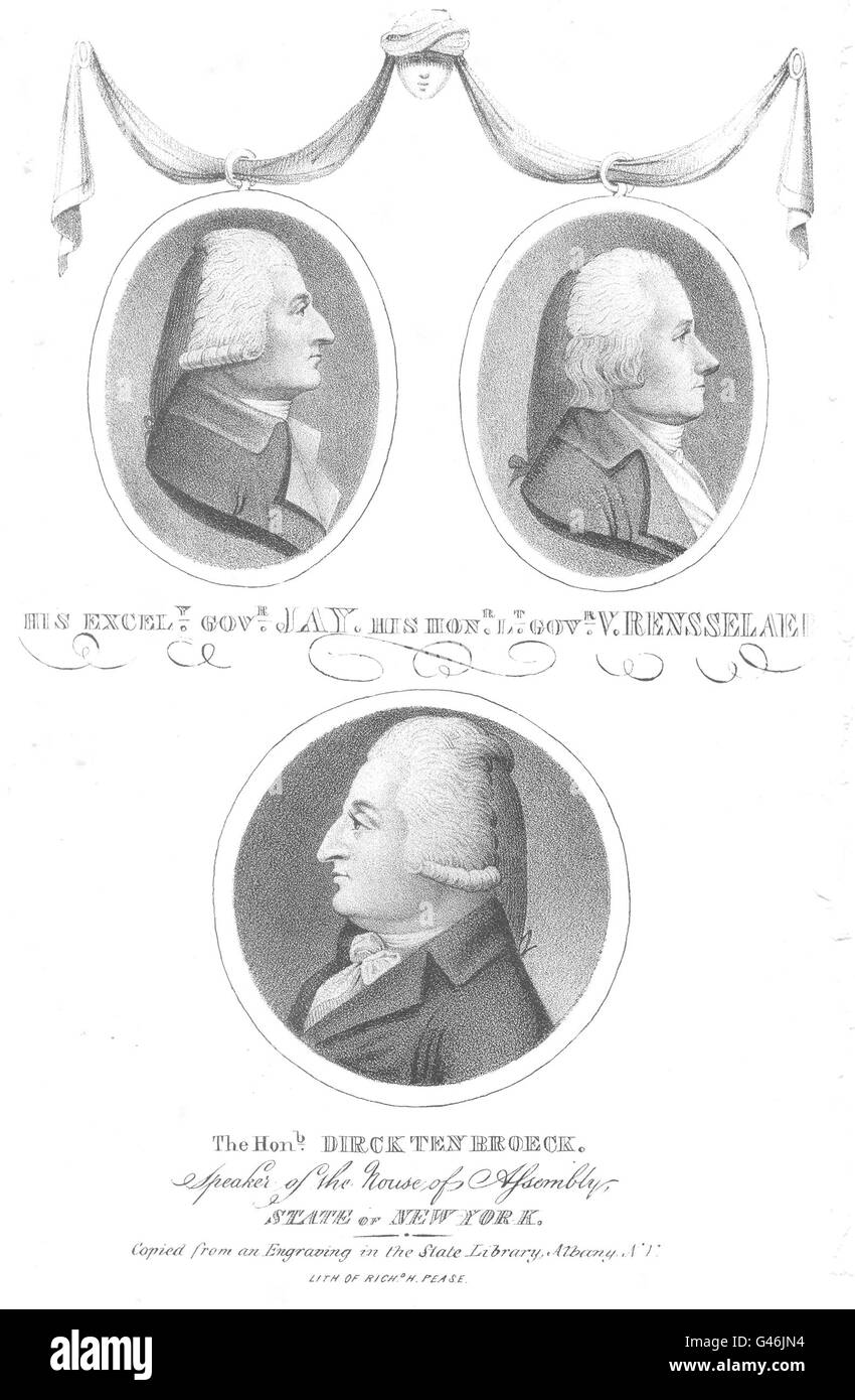 NEW YORK STATE: Govr Jay.Lt Govr Rensselaer; Speaker Dirck ten Broeck, 1851 Stock Photo