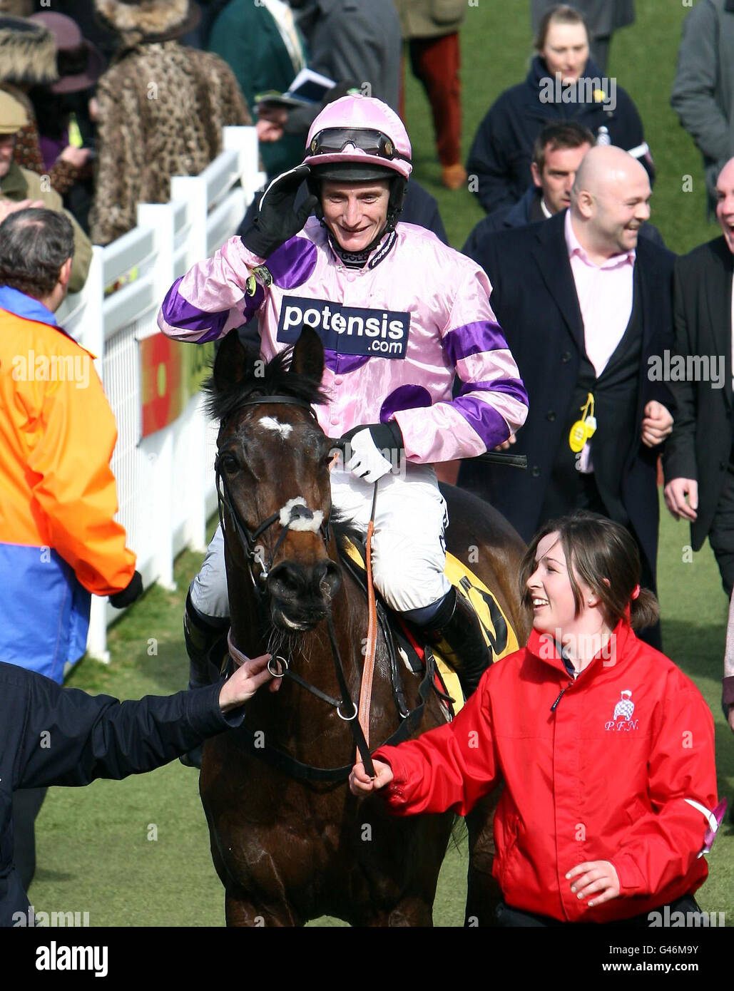 Daryl Jacob On Zarkandar Celebrates Winning The Jcb Triumph Hurdle