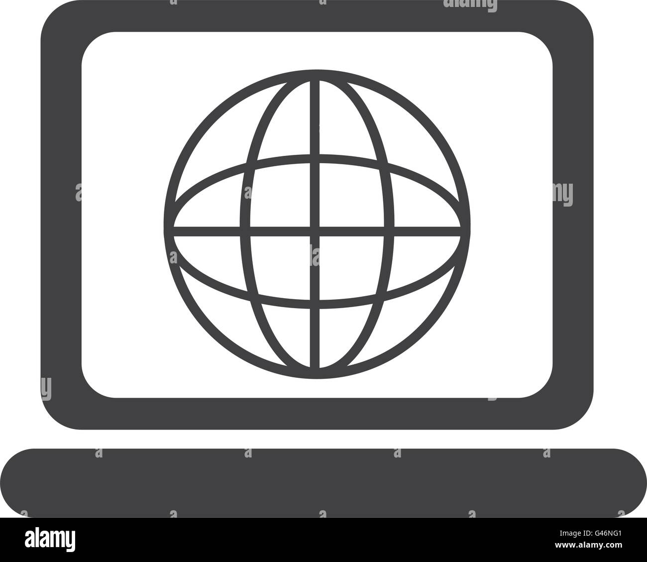 black laptop with abstract wolrd map on the screen, vector graph Stock Vector