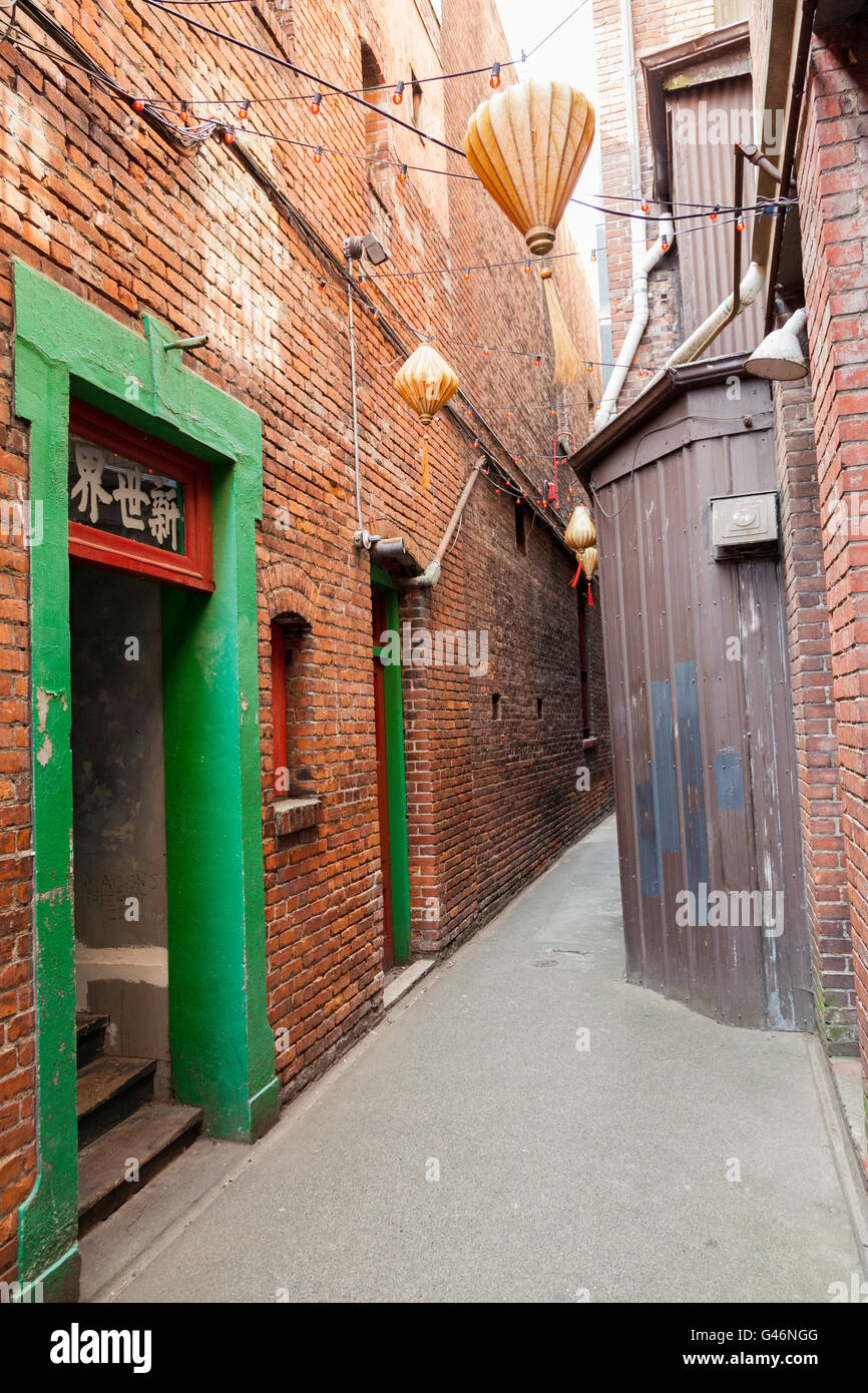 Fan Tan alley, Victoria, Vancouver Island, British Columbia, Canada. This popular street has featured in many mainstream films. Stock Photo