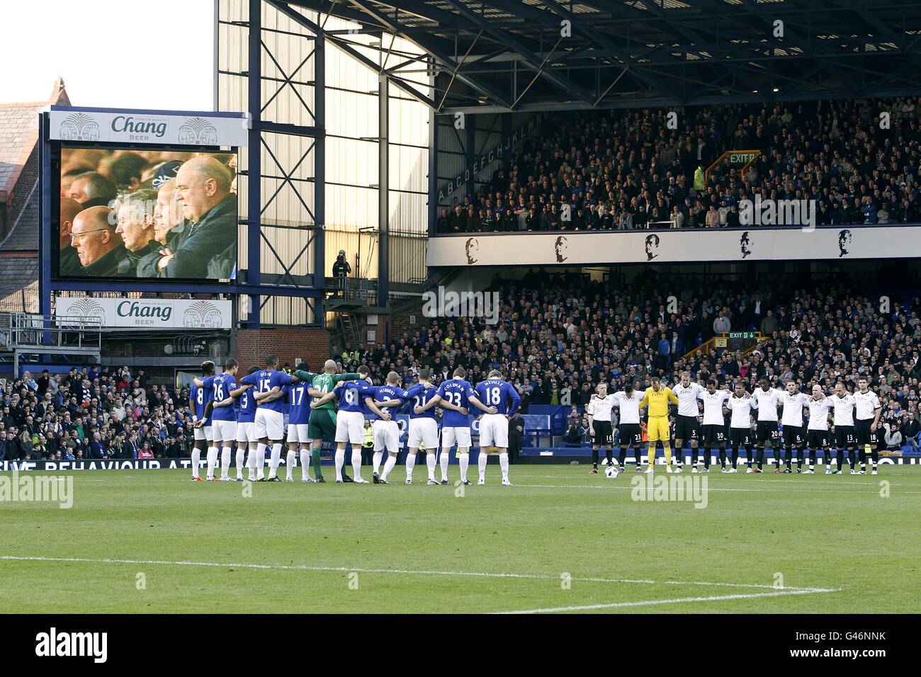 General view as both teams observe a minute's silence in honour of the victims of the Japanese earthquake Stock Photo