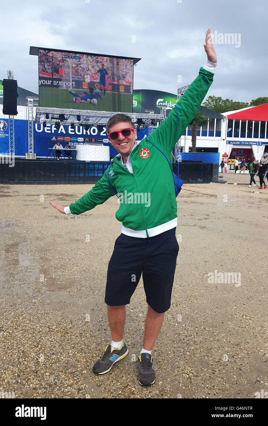 Gareth Daly in the fan zone in Bordeaux, France, as the Irish fan is