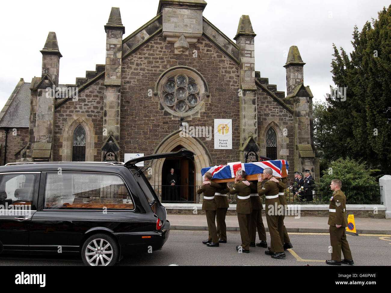 The coffin of Army dog handler Lance Corporal Liam Tasker from the ...