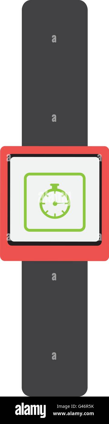 black watch with red frame and media icon, vector graphic Stock Vector ...