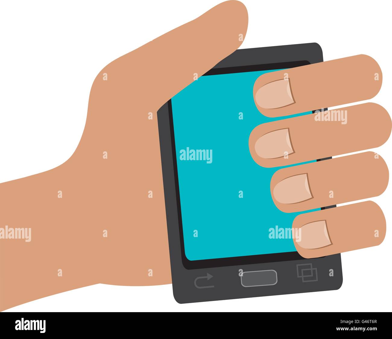 human hand holding black smartphone, vector graphic Stock Vector Image ...