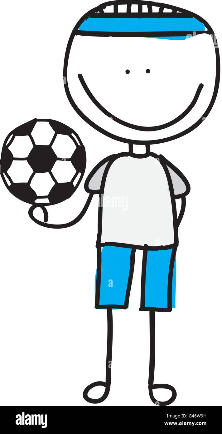 Drawing Boy With Balloon Soccer Isolated Icon Design Stock Vector Image Art Alamy