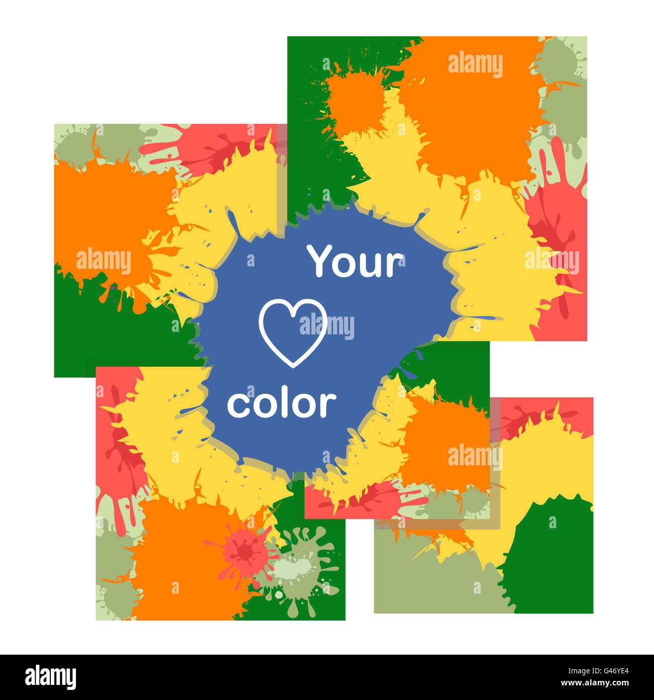 Set of cards with color blots. Stock Photo