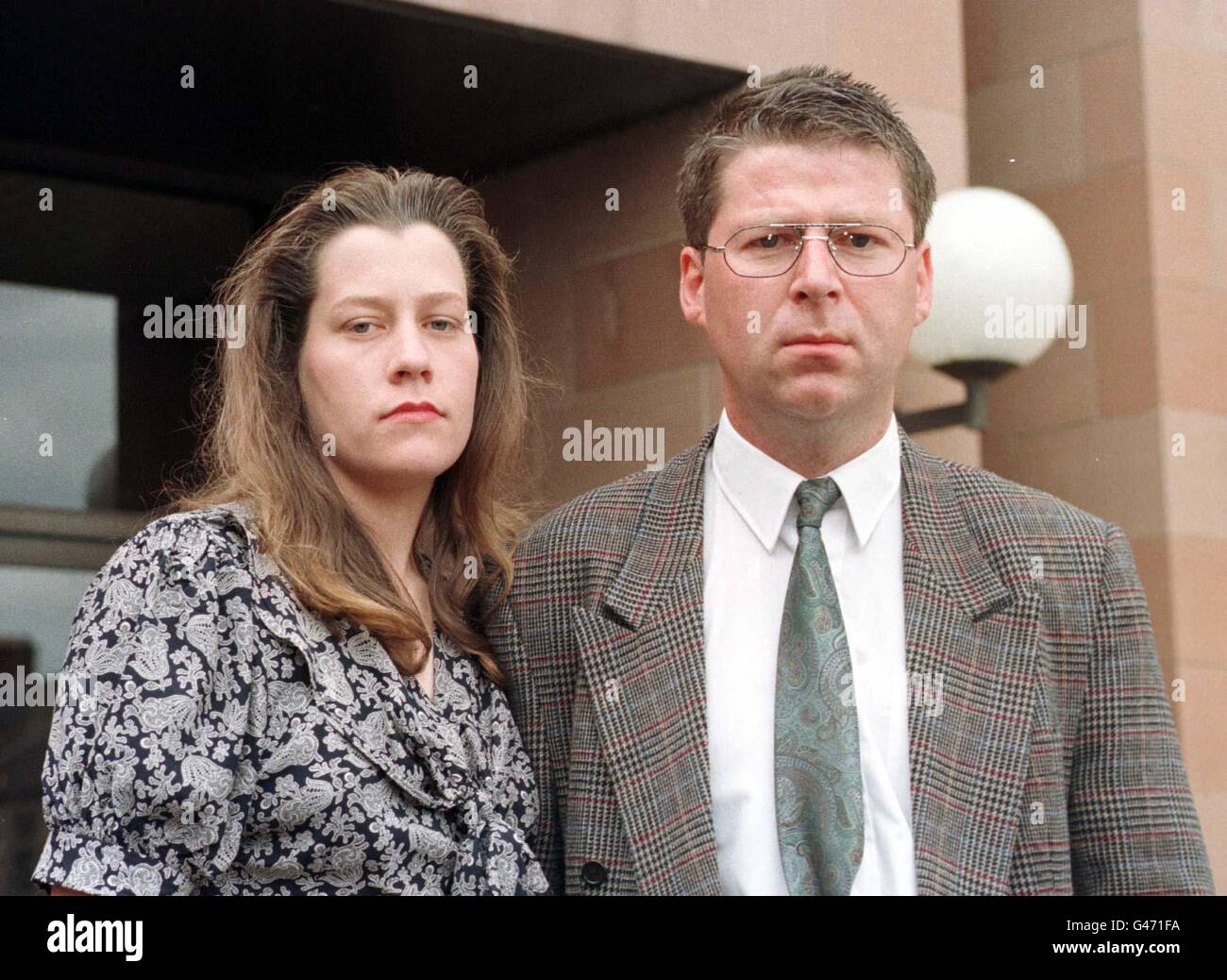 Kirsty Cassidy and her husband John at the start of the Fatal Accident Inquiry into the death of their premature baby, Rebecca, whom they claim doctors could have saved. The inquiry took place at Kilmarnock Sheriff Court. 26/06/1997 A sheriff backed paediatrician Dr Faisal al-Zidgali in his decision not to resuscitate the baby. Stock Photo