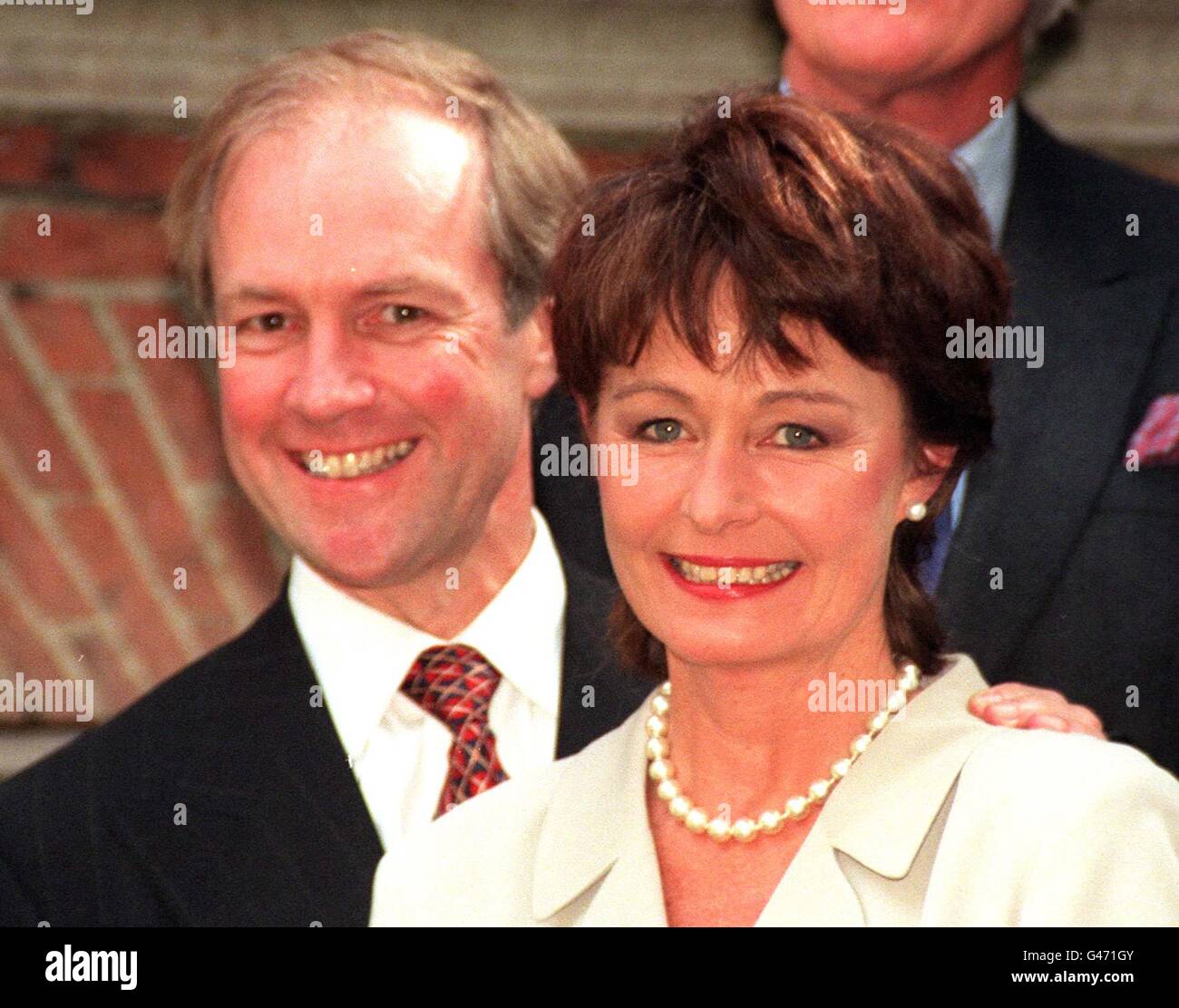 Conservative Party leadership candidate Peter Lilley with his wife, Gail, outside London's St Stephen's Constitution Club this evening (Monday). Members of the party vote in the first ballot tomorrow in a bid to choose John Major's successor. Photo by Tony Harris/PA. SEE PA STORY POLITICS Tory Leader, Stock Photo