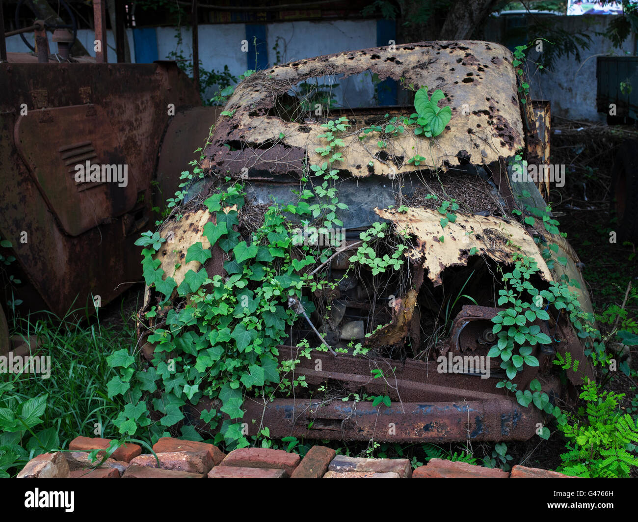 Wretched Car in open air and got decayed Stock Photo