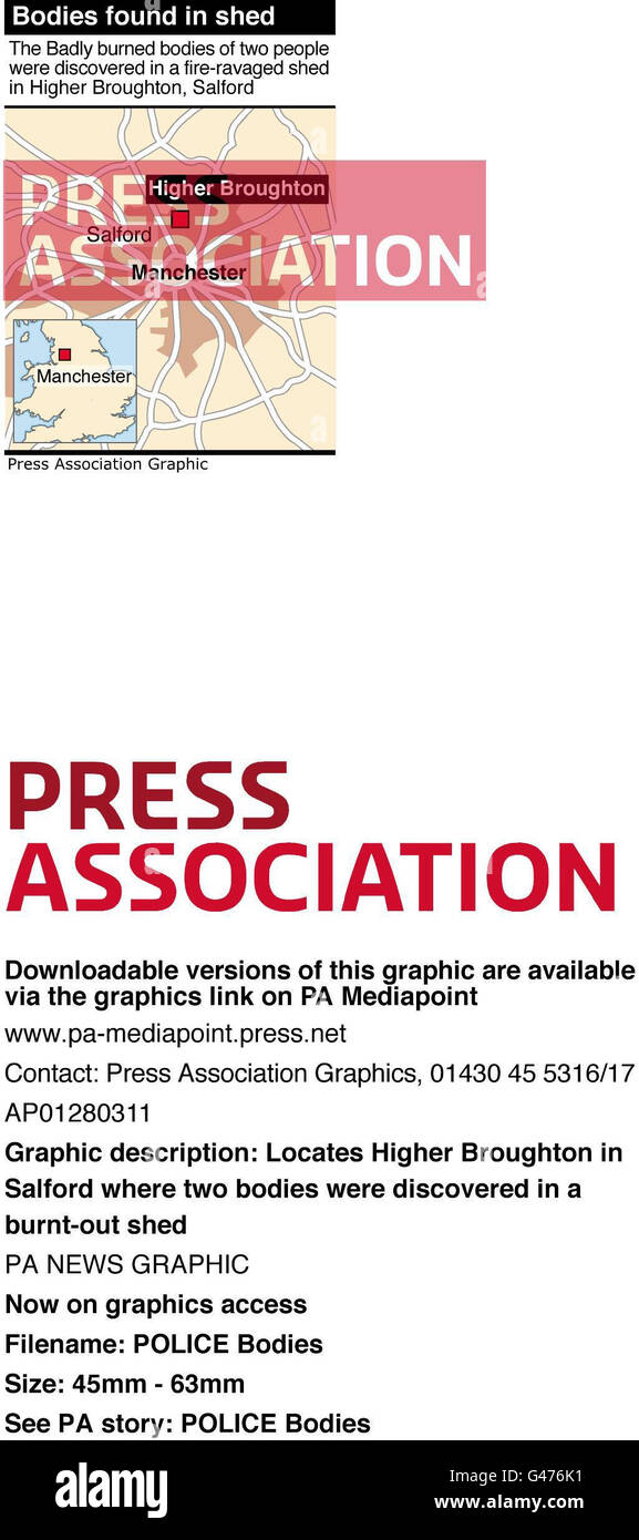 Locates Higher Broughton in Salford where two bodies were discovered in a burnt-out shed Stock Photo