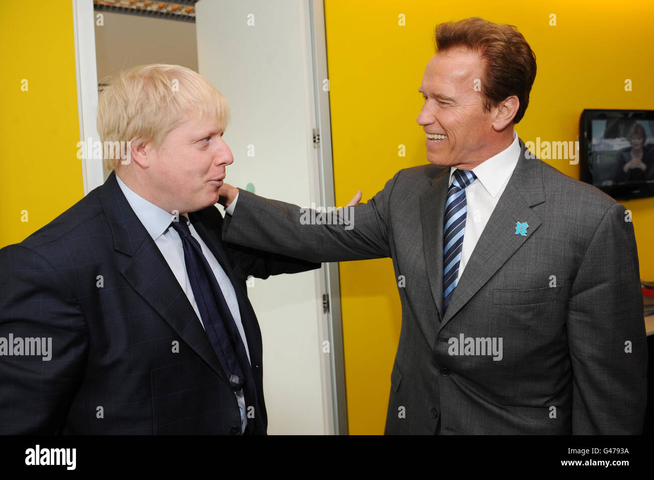 Johnson meets Schwarzenegger Stock Photo