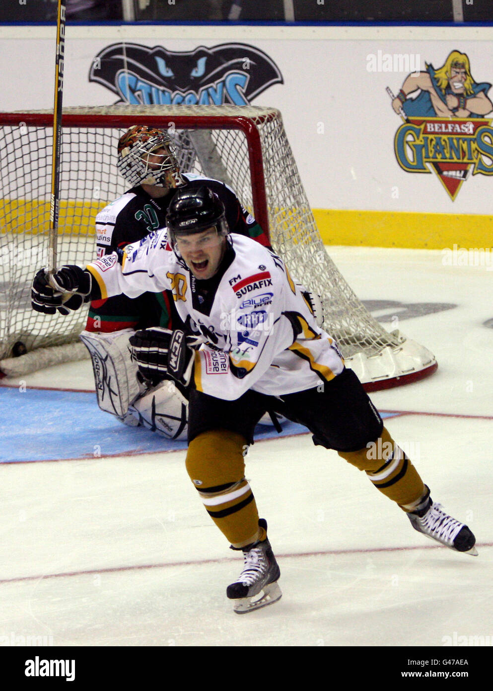 Nottingham's Daniel Tkaczuk celebrates DavidAlexandre Beauregard's