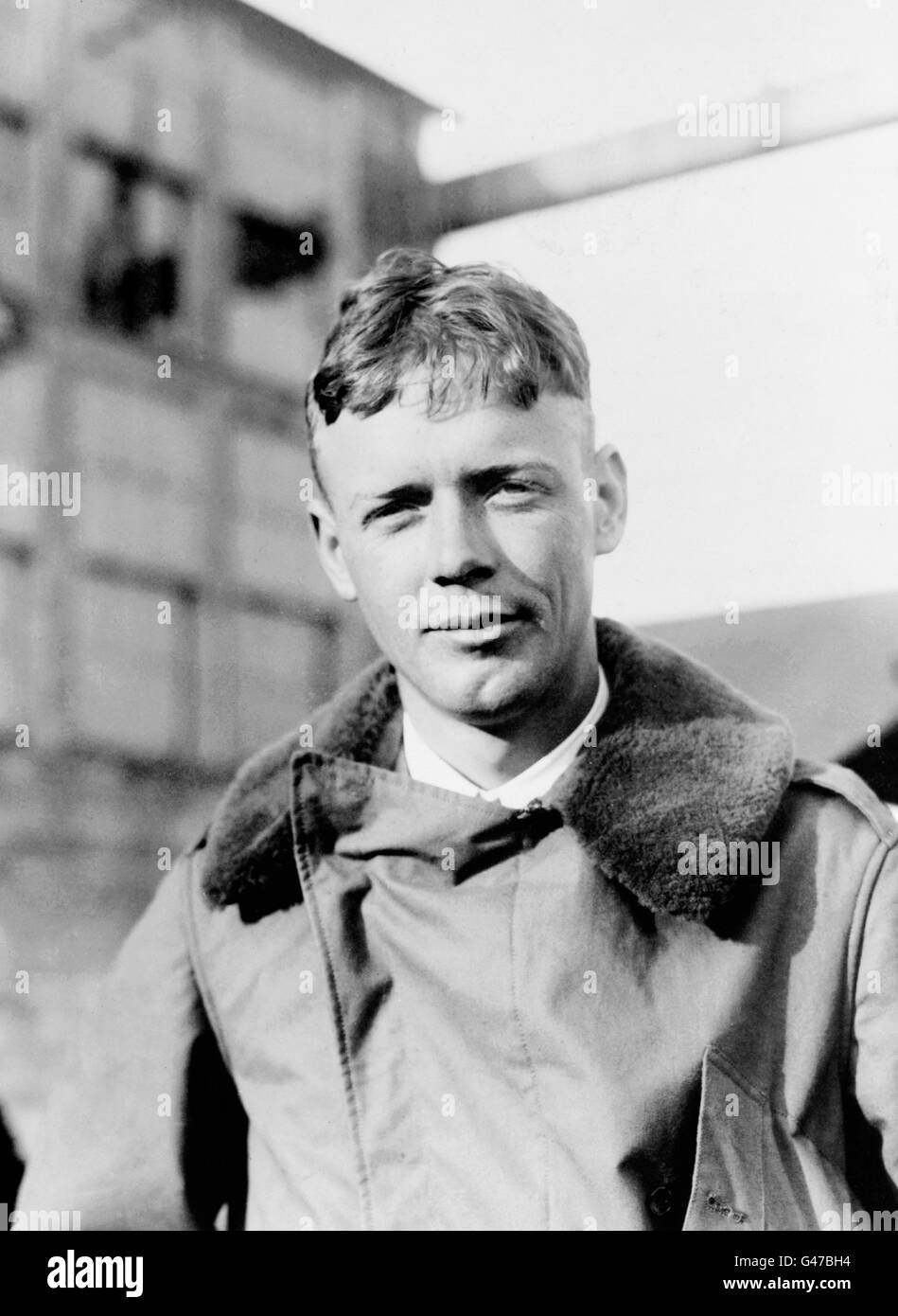 Charles Lindbergh (1902-1974), the American aviator famous for his first non-stop solo flight across the Atlantic in 1927. Photo by Underwood & Underwood, 1927. Stock Photo