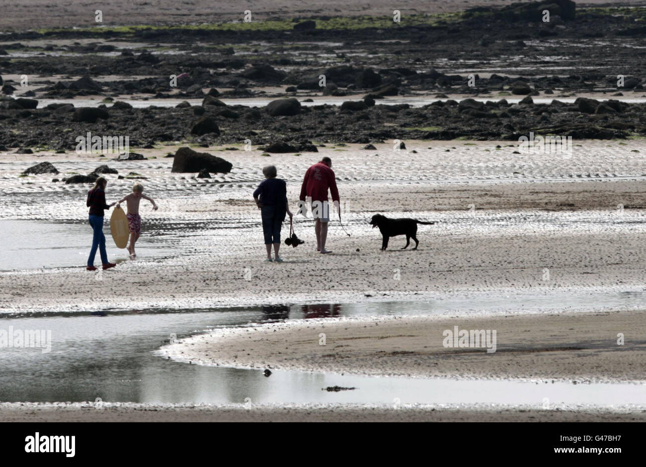 Spring weather April 10th. Cooling off by the sea in Longniddry near Edinburgh. Stock Photo