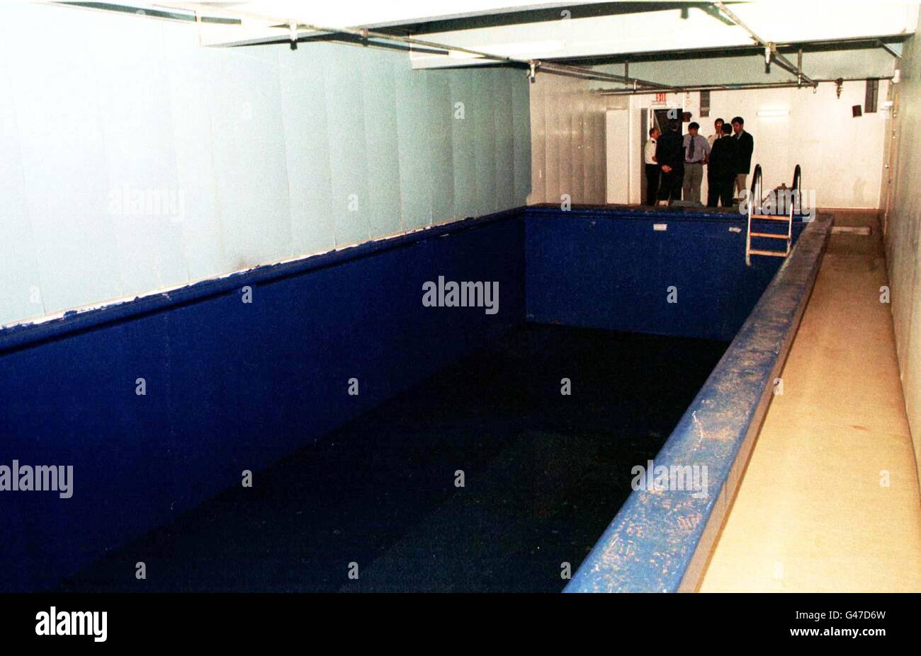 The disused swimming pool on board HM Prison Weare, as it sat in