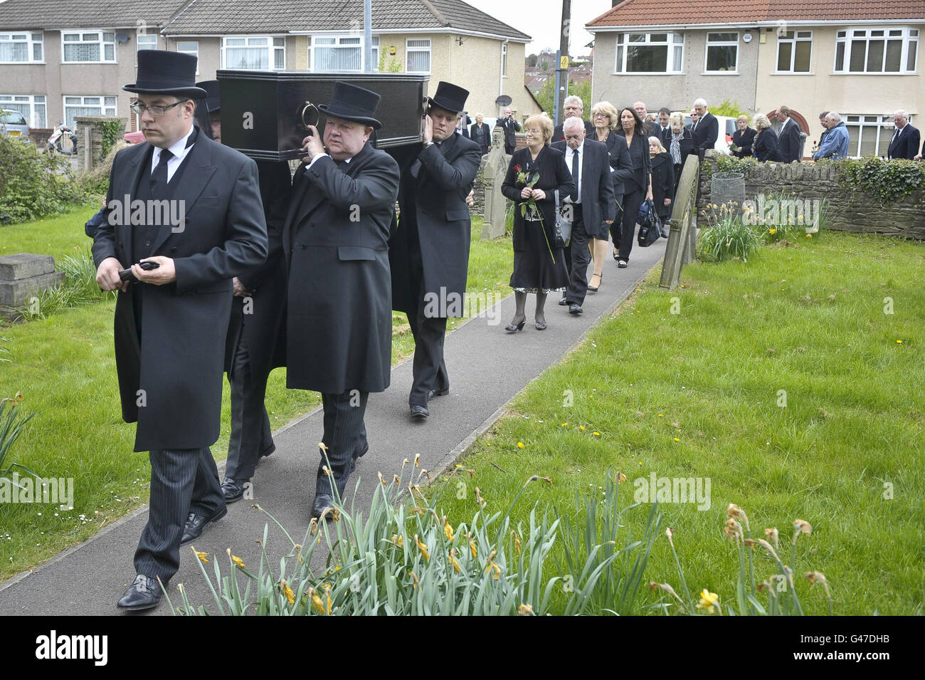 A coffin containing the skeletal remains of John Horwood, who was hanged for murder 190 years ago on April 13, 1821, at Christ Church Hanham, near Bristol. Stock Photo