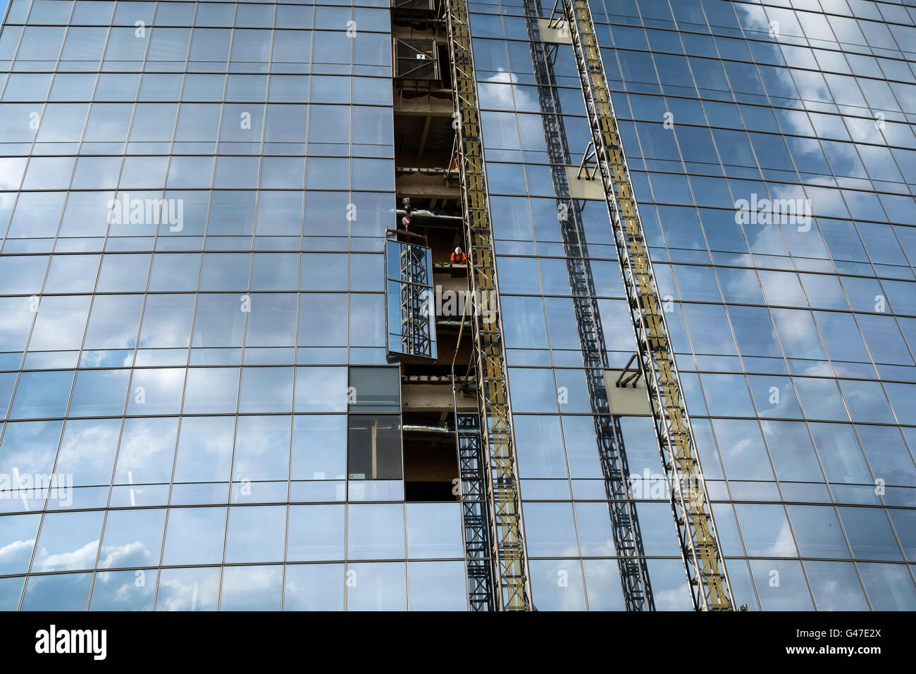 Horizontal  view of  construction of high-rise building,  Philadelphia, Pennsylvania, USA Stock Photo