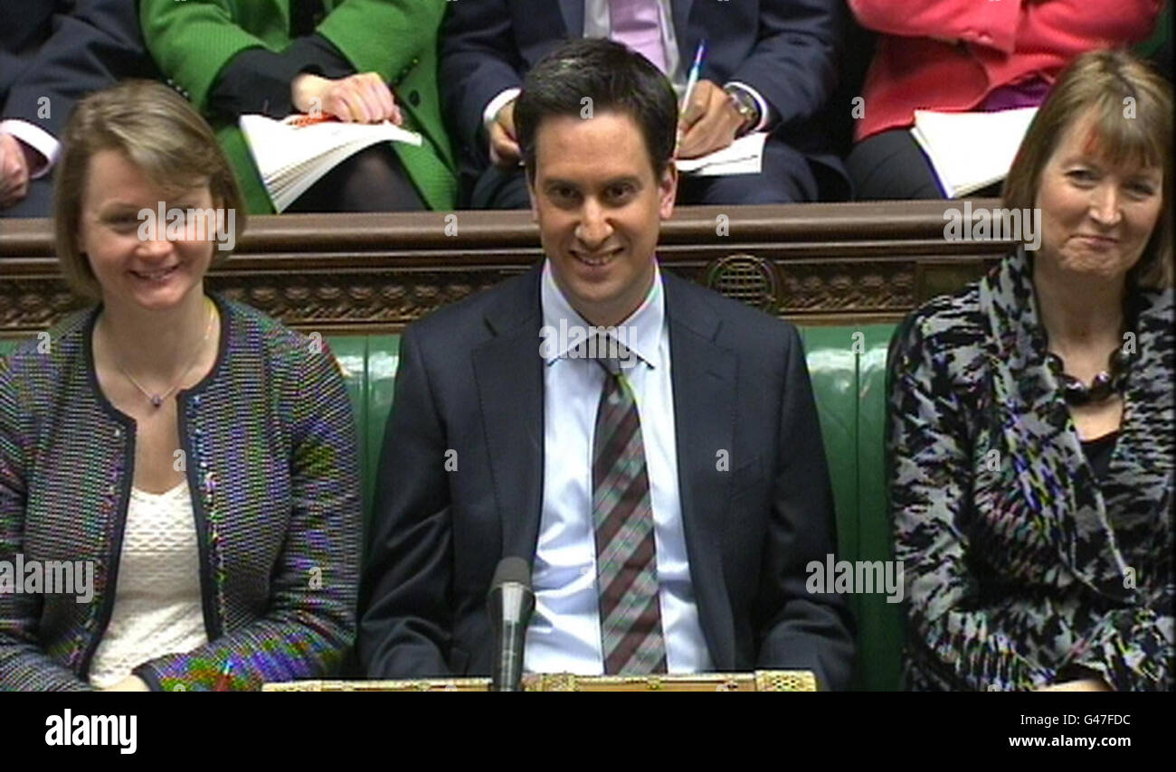 Labour party leader Ed Miliband during Prime Minister's Questions in the House of Commons, London. Stock Photo