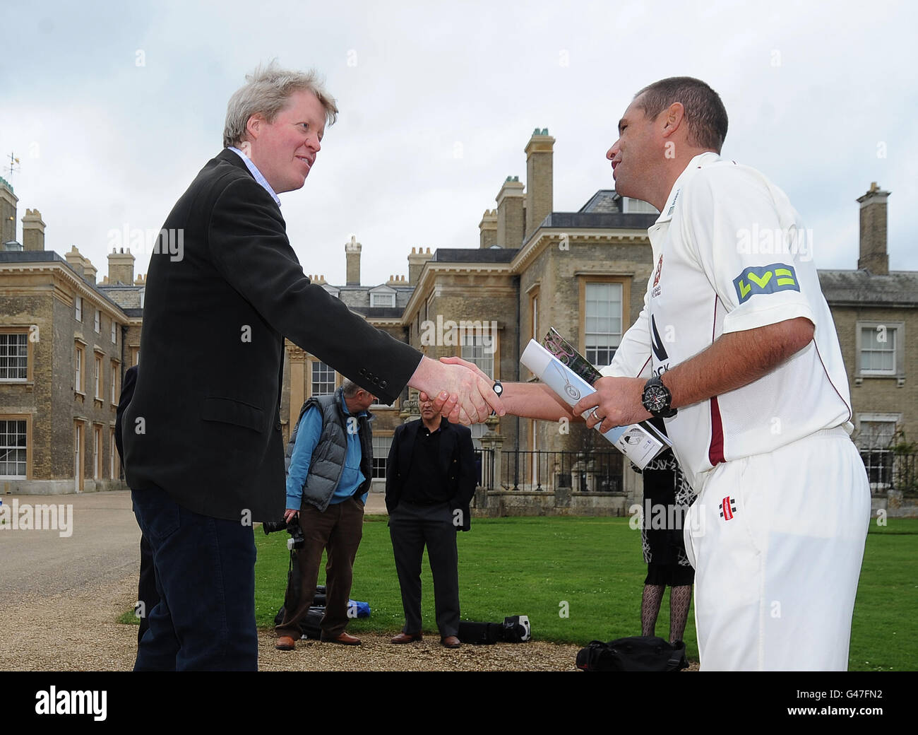 Earl Spencer meets with Northamptonshire's Andrew Hall Stock Photo