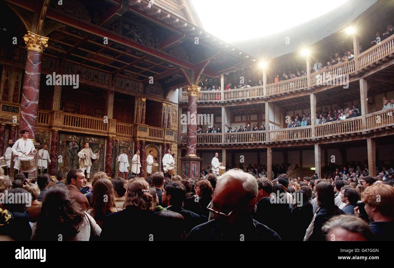 It has taken years of hard labour, millions of pounds and many months of research, but The Globe theatre is finally finished, as the audience gather for the preview of Henry V tonight (Tuesday). The one sad note in the triumphant reconstruction of Shakespeare's local theatre is that Sam Wanamaker, the man whose dream was to see the Globe replicated as close to the original as possible, did not live to see his wishes come true. See PA Story ARTS Globe. Photo by Adam Butler/PA. Stock Photo