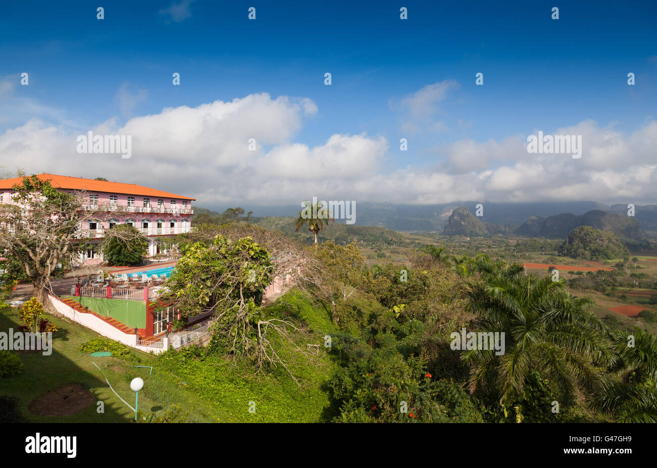 Hotel with exceptional views of the Vinales valley Stock Photo