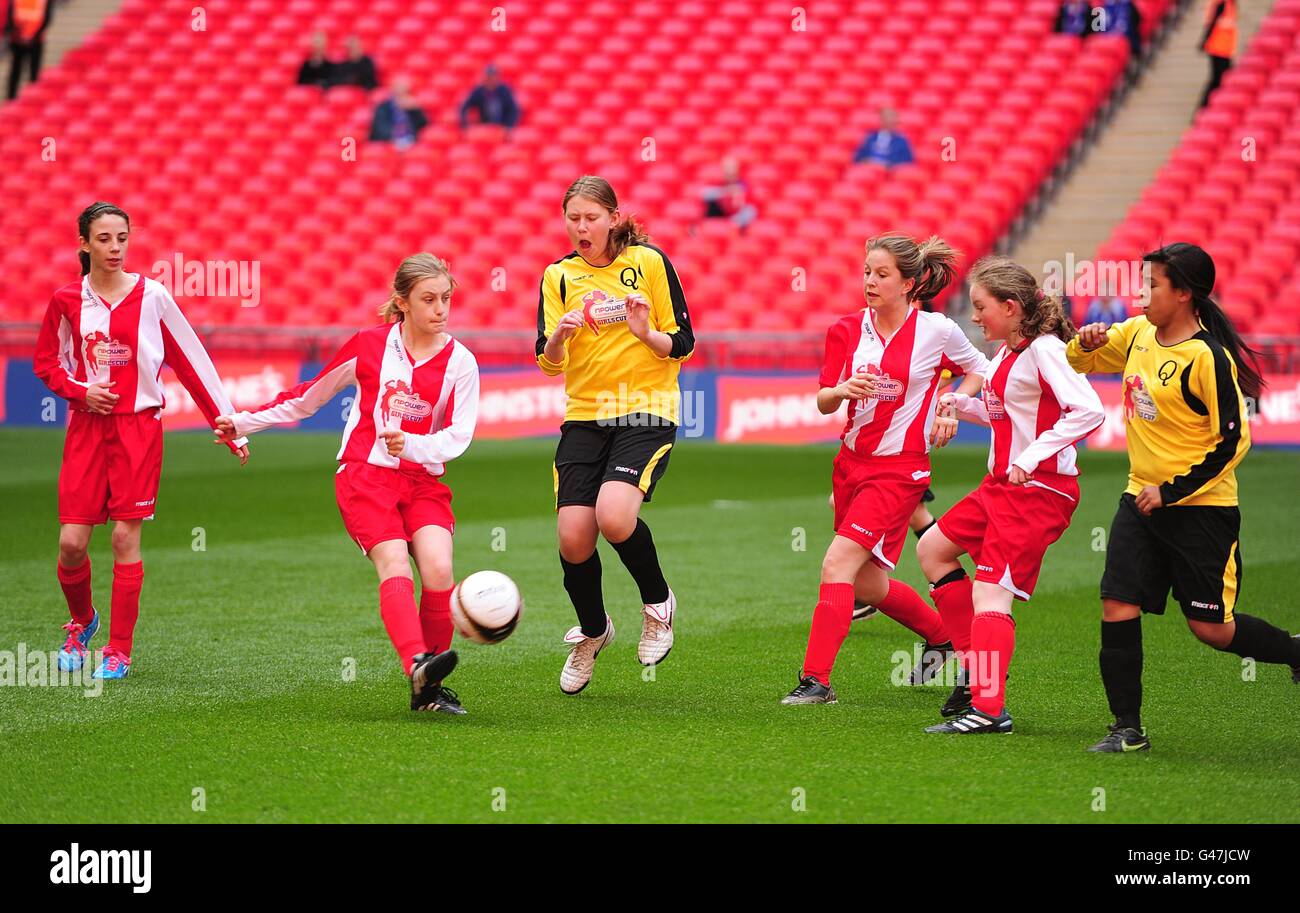 Soccer - Johnstone's Paint Trophy Final - Brentford v Carlisle United - Wembley Stadium. Action from the Football League Girls cup Stock Photo